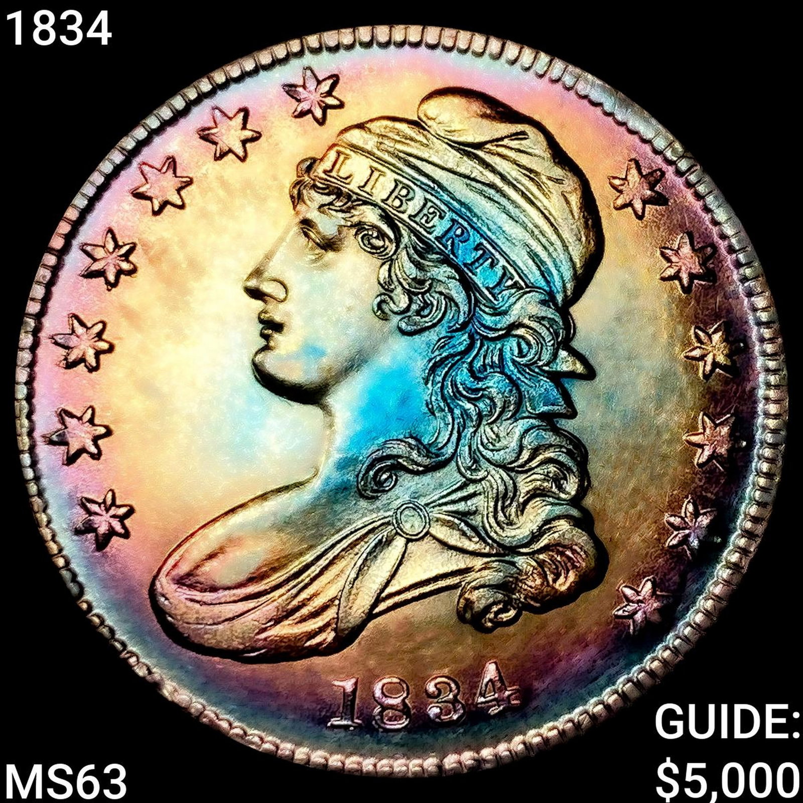 1834 Capped Bust Half Dollar CHOICE BU: 1834 Capped Bust Half Dollar CHOICE BU