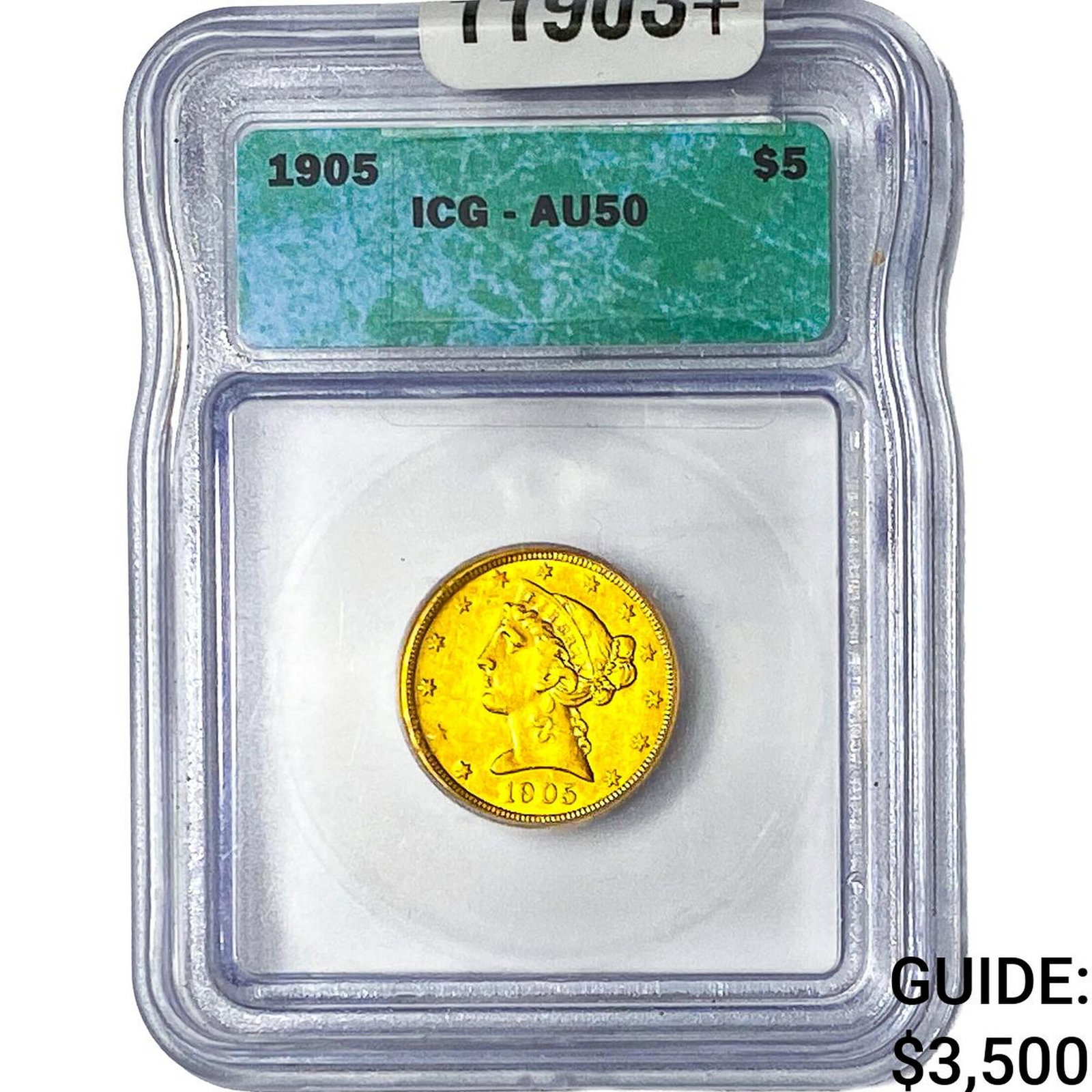 1905 $5 Gold Half Eagle ICG AU50 (1 of 4)