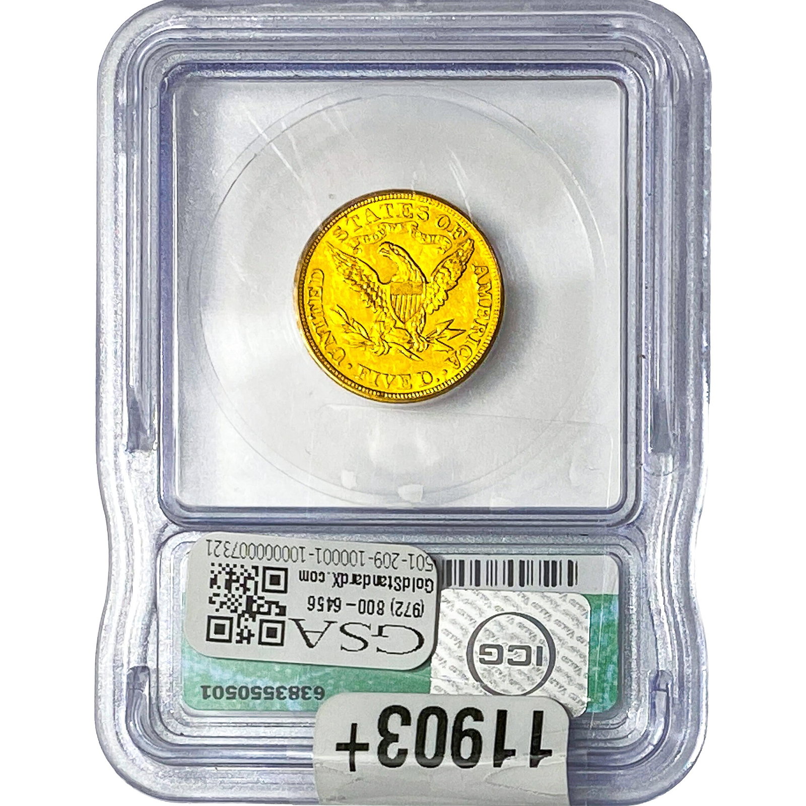 1905 $5 Gold Half Eagle ICG AU50 - 2