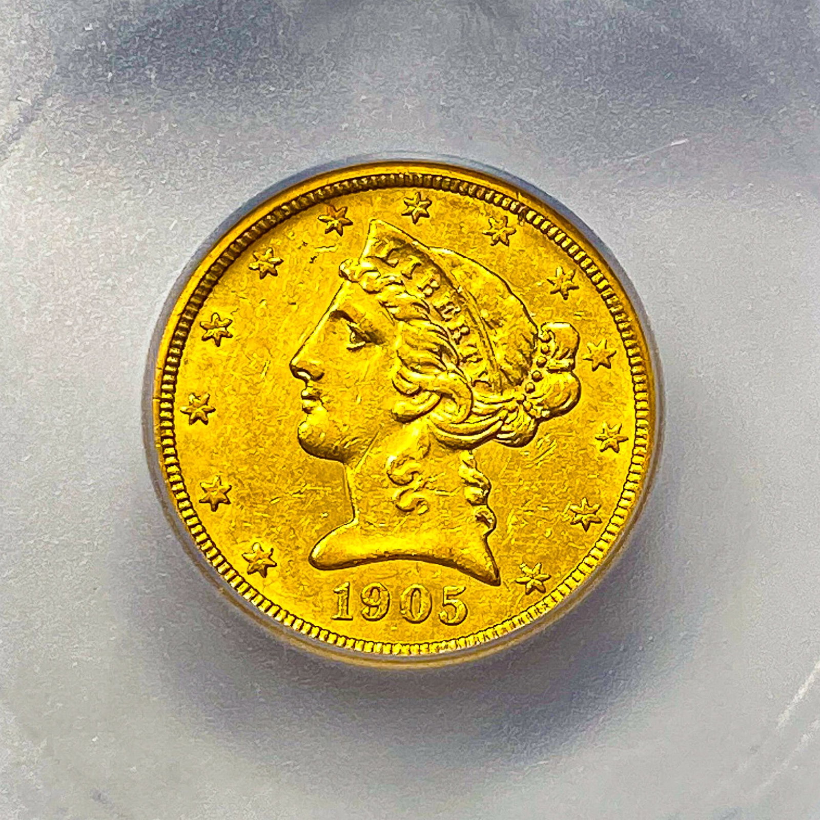 1905 $5 Gold Half Eagle ICG AU50 - 3