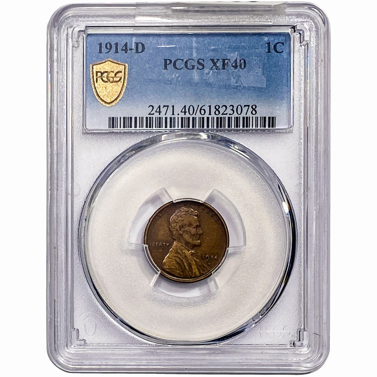 1914-D Wheat Cent PCGS XF40: 1914-D Wheat Cent PCGS XF40