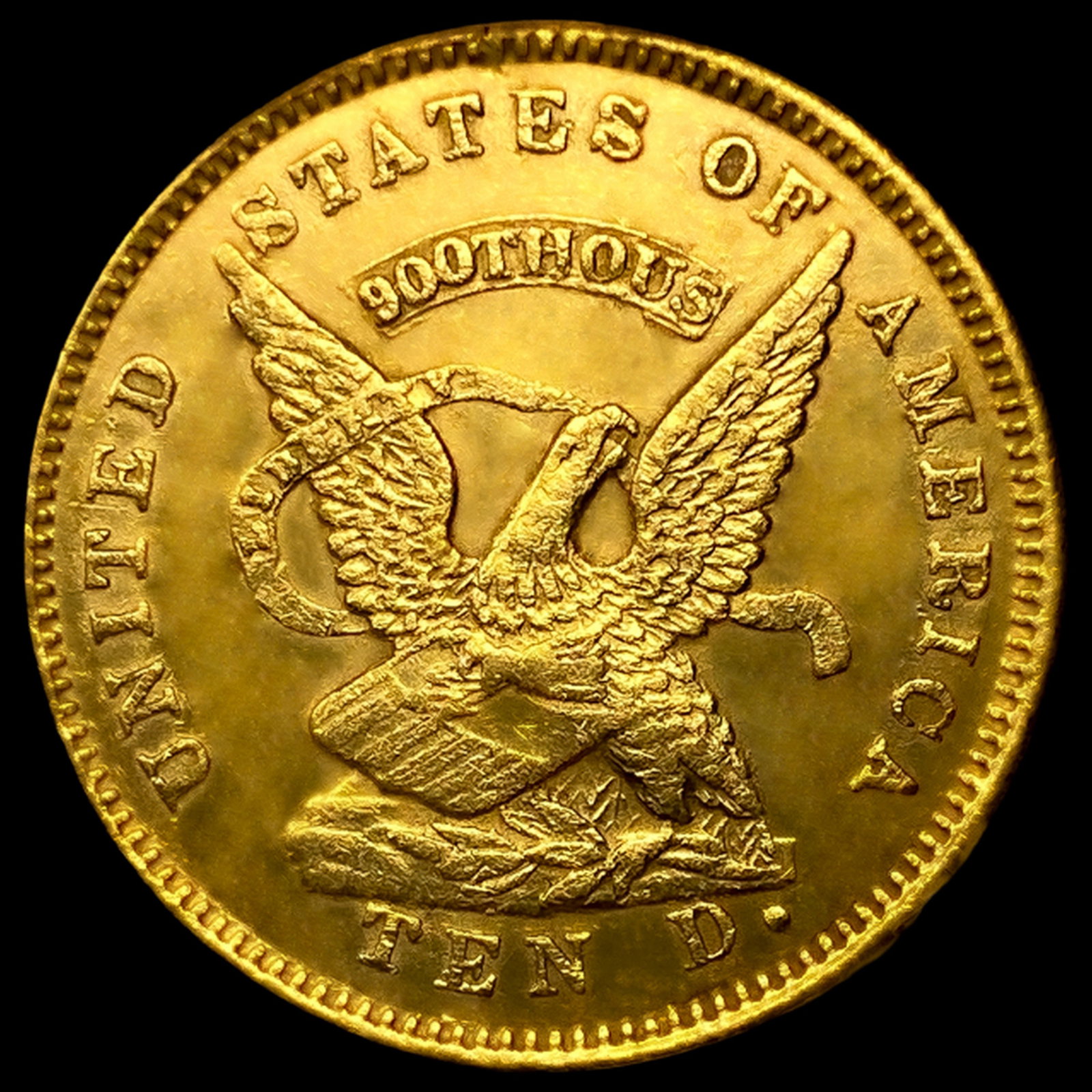 1853 US Assay "900" $10 Gold: 1853 US Assay "900" $10 Gold