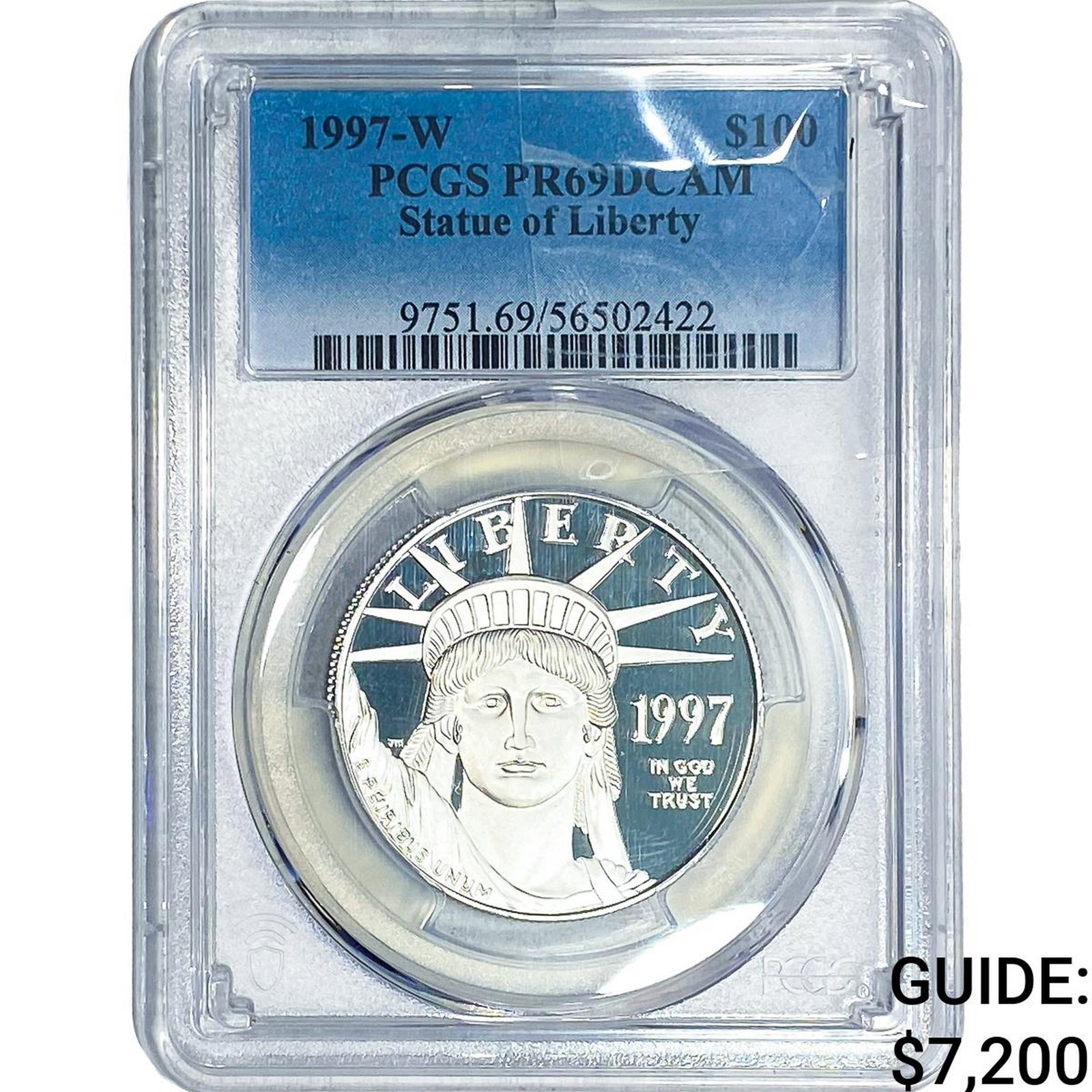 1997-W $100 Statue of Liberty Platinum 1oz PCGS PR69 DCAM: 1997-W $100 Statue of Liberty Platinum 1oz PCGS PR69 DCAM
