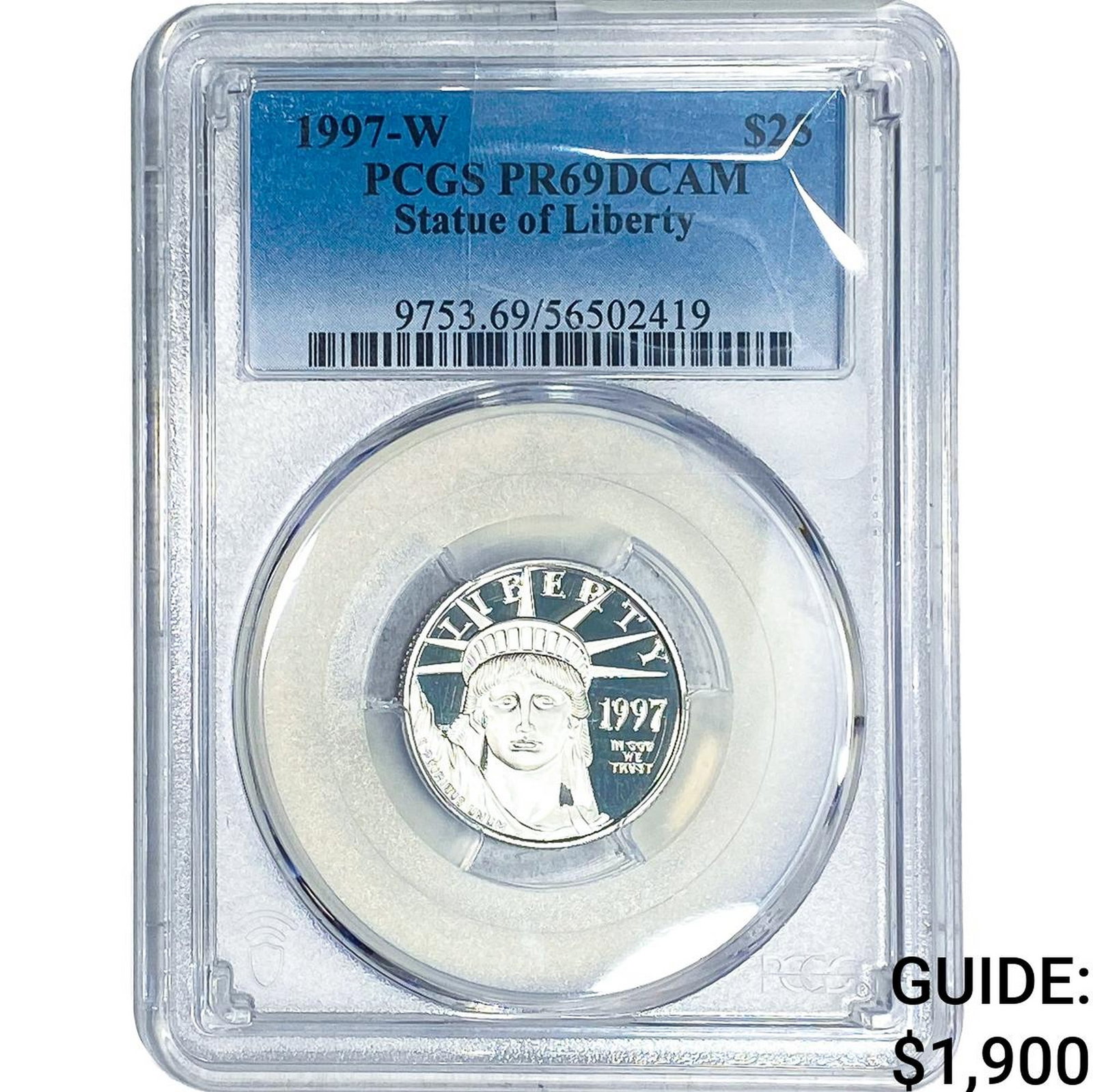 1997-W $25 Statue of Liberty Platinum 1/4oz PCGS PR69 DCAM: 1997-W $25 Statue of Liberty Platinum 1/4oz PCGS PR69 DCAM