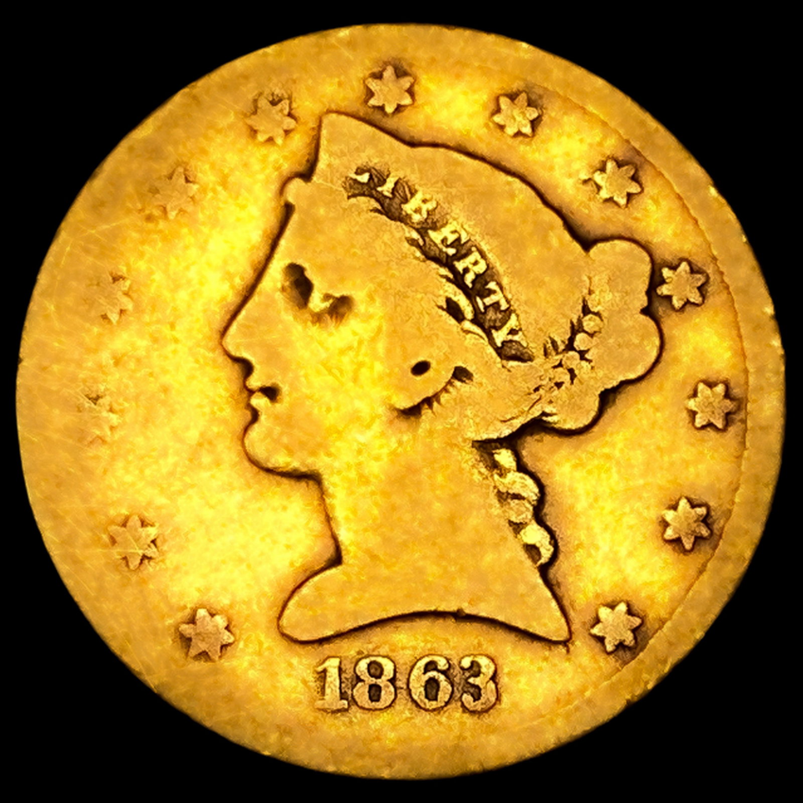 1863-S $5 Gold Half Eagle: 1863-S $5 Gold Half Eagle