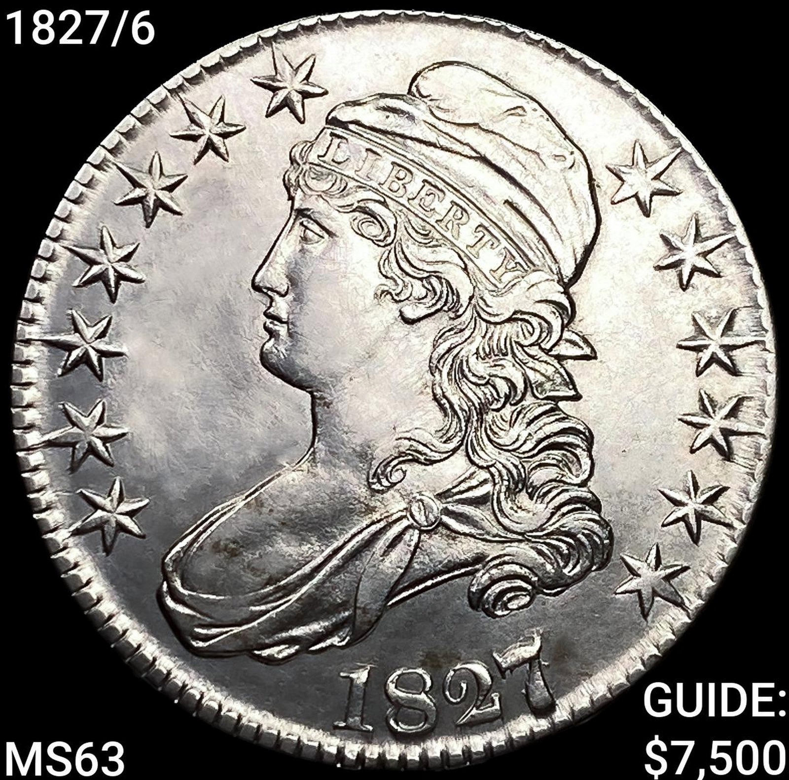 1827/6 Capped Bust Half Dollar CHOICE BU: 1827/6 Capped Bust Half Dollar CHOICE BU