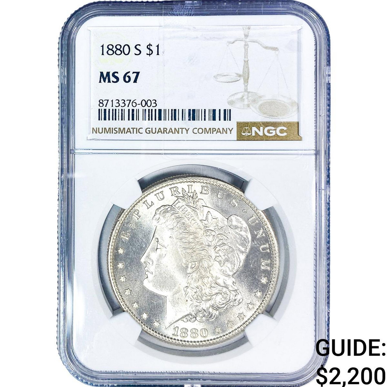 1880-S Morgan Silver Dollar NGC MS67: 1880-S Morgan Silver Dollar NGC MS67