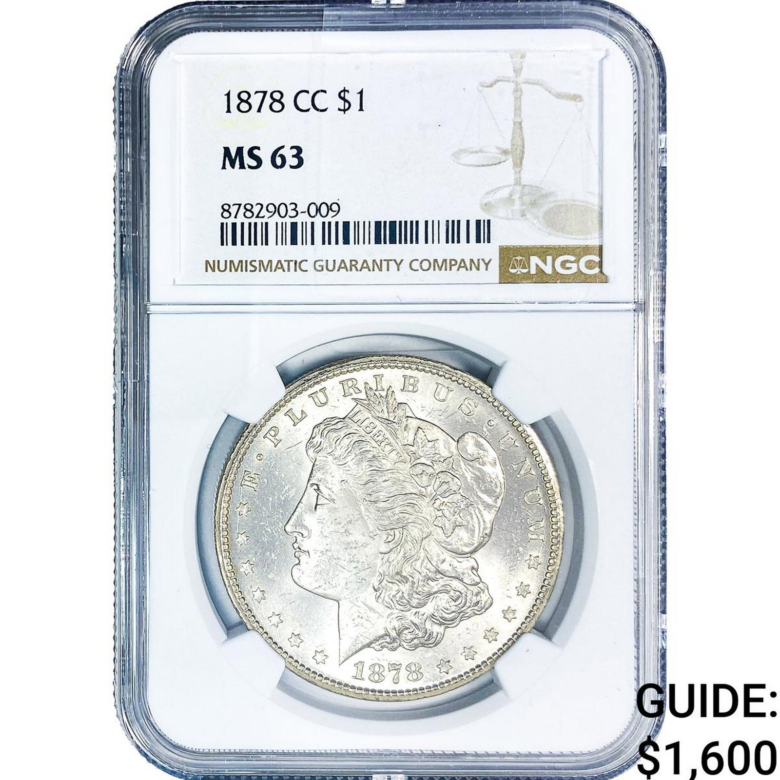 1878-CC Morgan Silver Dollar NGC MS63: 1878-CC Morgan Silver Dollar NGC MS63