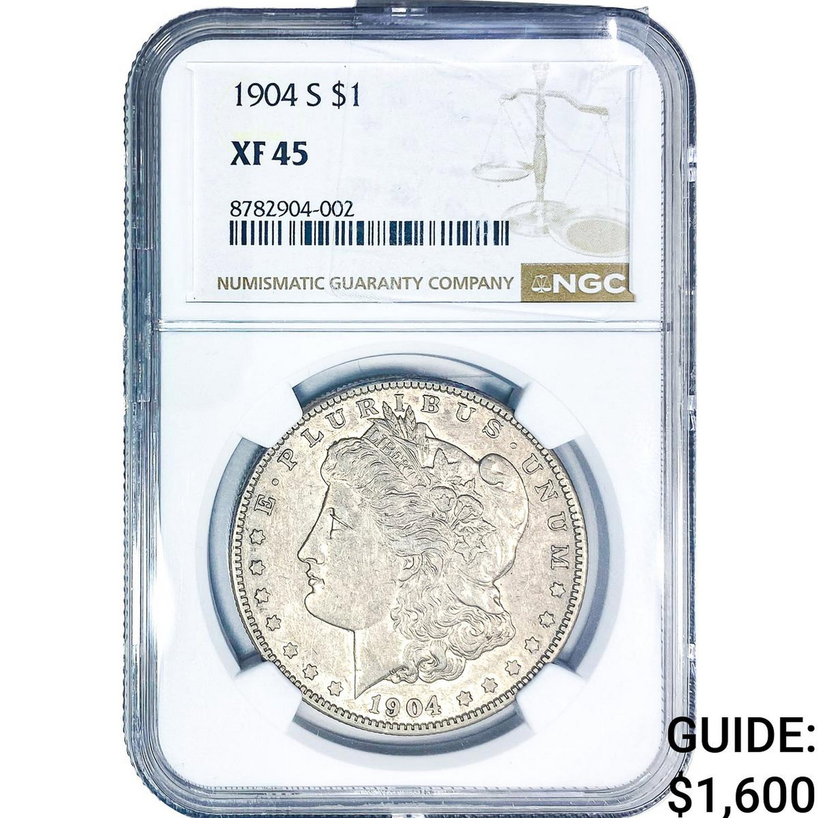 1904-S Morgan Silver Dollar NGC XF45: 1904-S Morgan Silver Dollar NGC XF45
