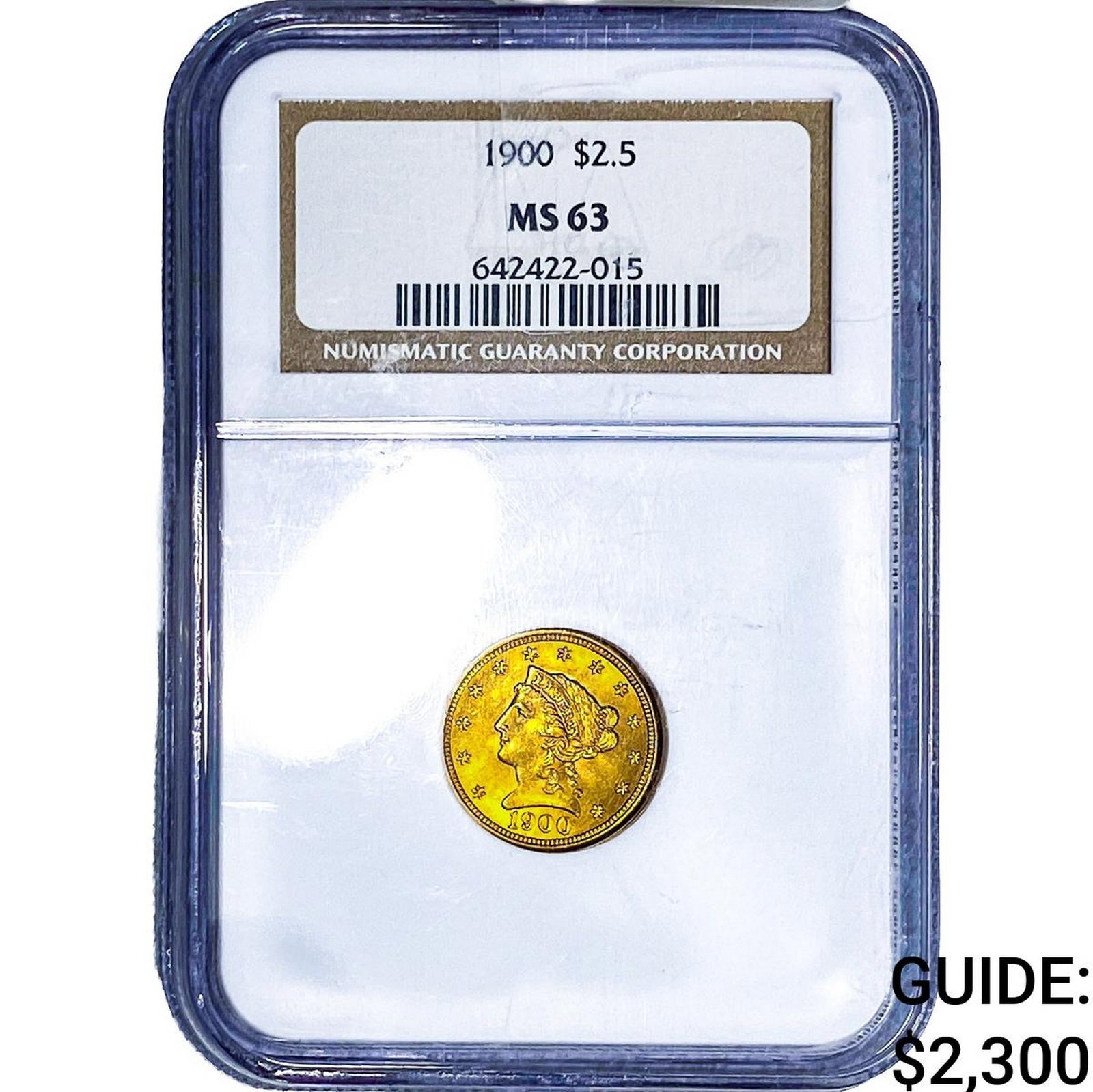 1900 $2.50 Gold Quarter Eagle NGC MS63: 1900 $2.50 Gold Quarter Eagle NGC MS63
