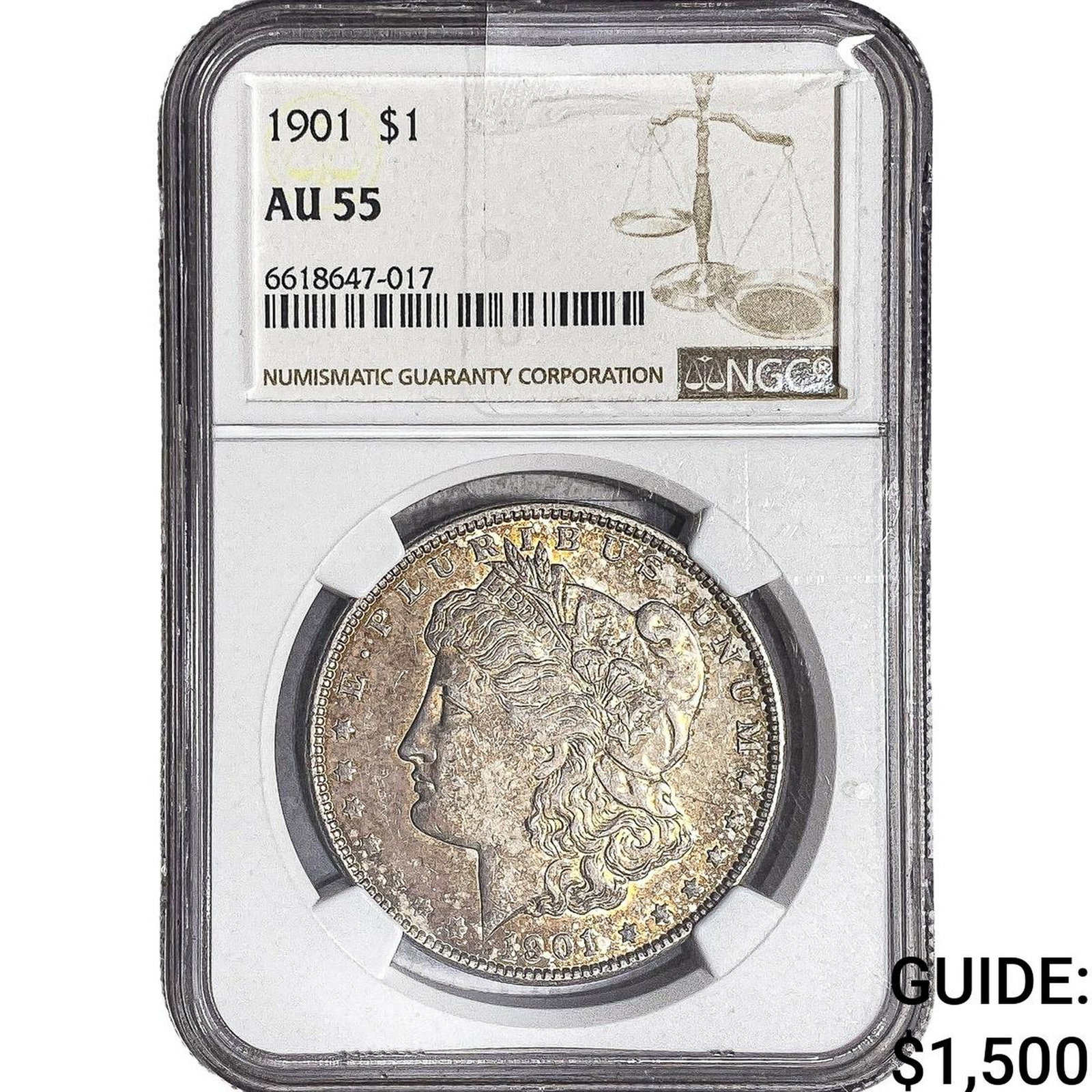 1901 Morgan Silver Dollar NGC AU55: 1901 Morgan Silver Dollar NGC AU55