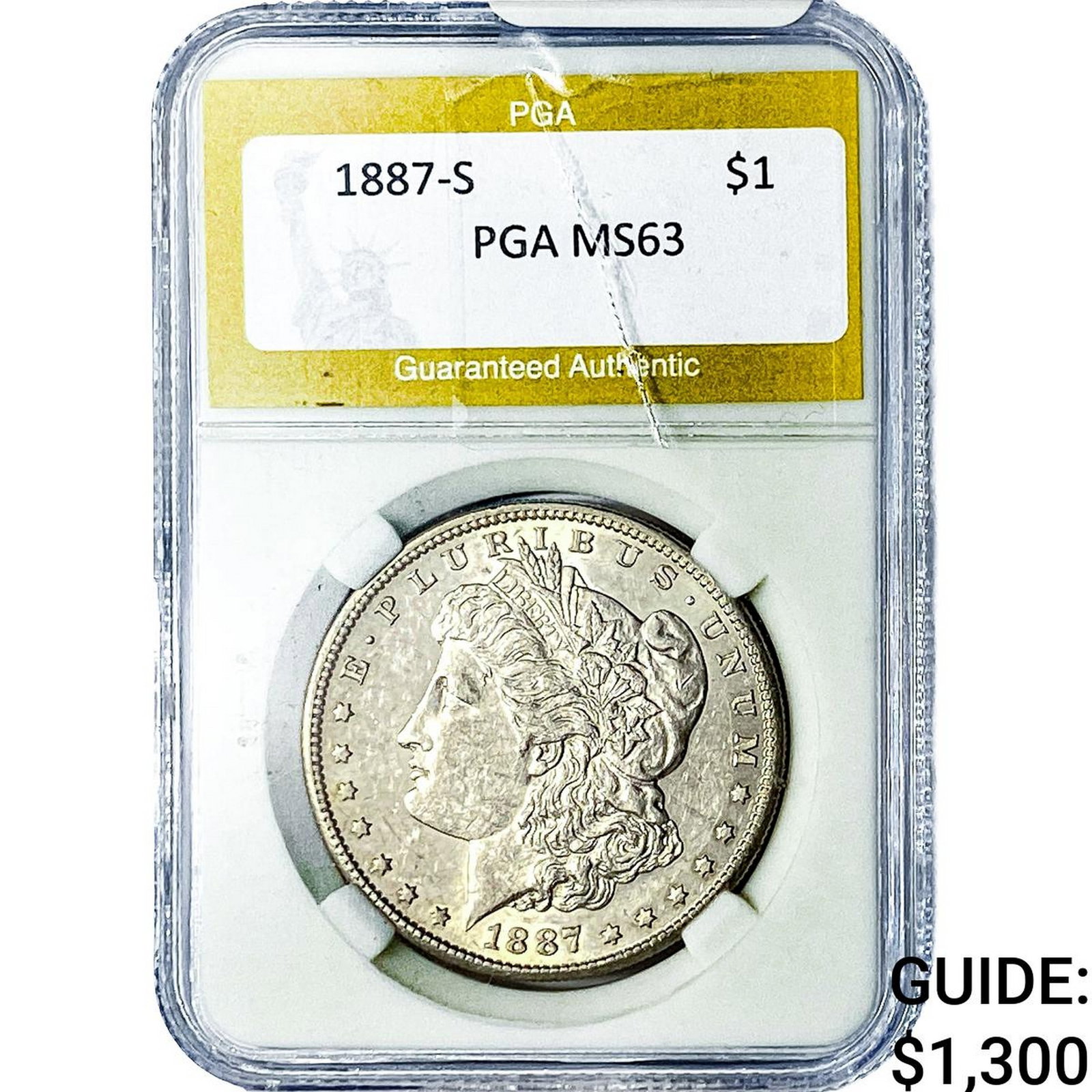 1887-S Morgan Silver Dollar PGA MS63: 1887-S Morgan Silver Dollar PGA MS63