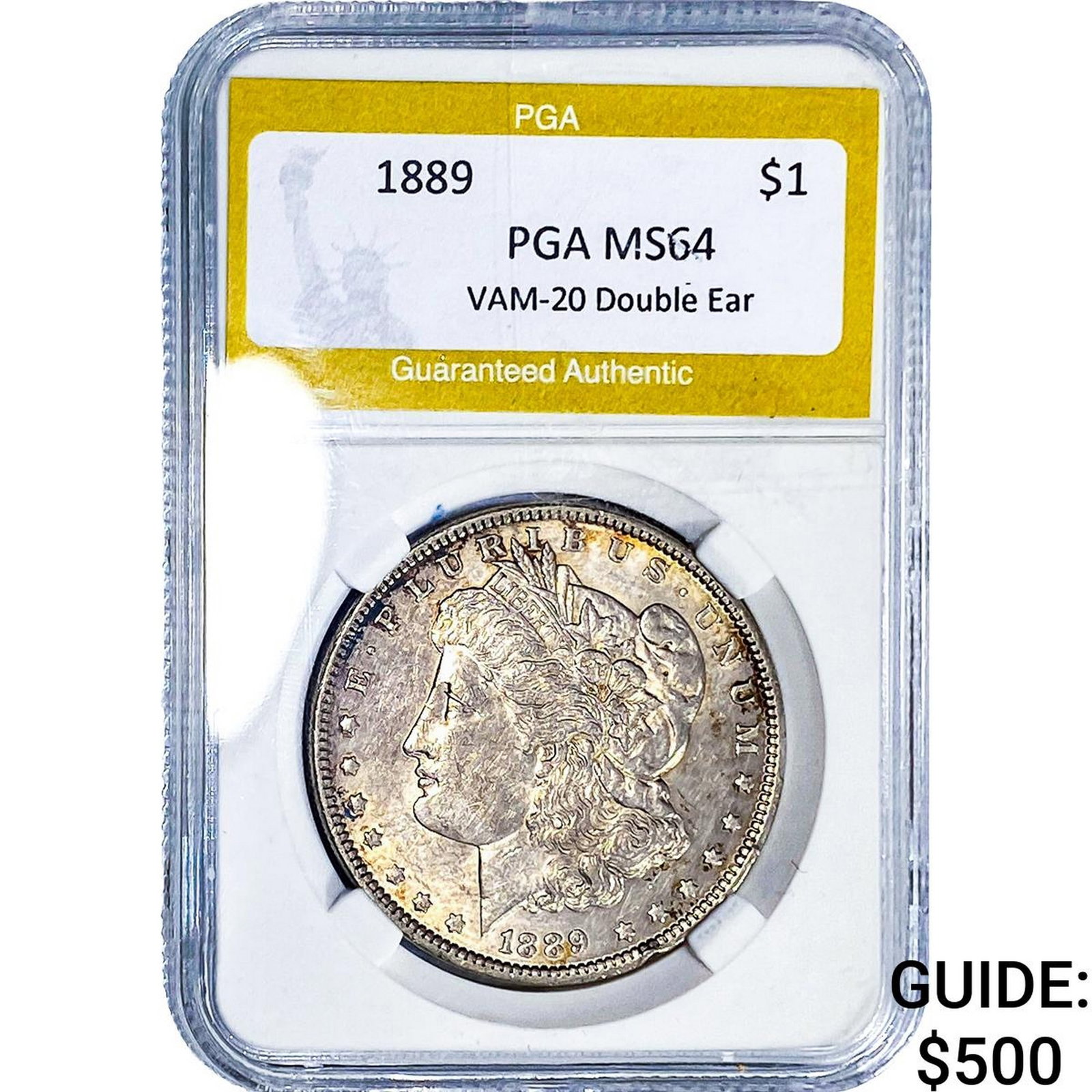 1889 Morgan Silver Dollar PGA MS64 Vam-20 Dbl Ear: 1889 Morgan Silver Dollar PGA MS64 Vam-20 Dbl Ear