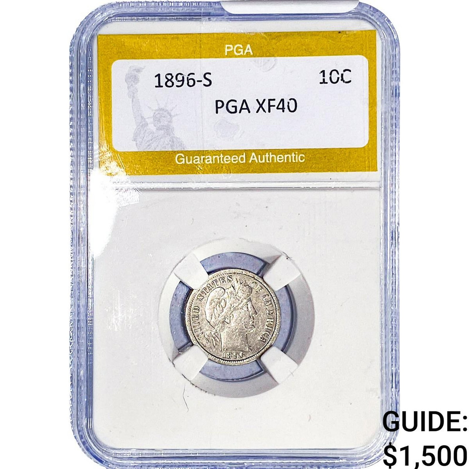 1896-S Barber Dime PGA XF40: 1896-S Barber Dime PGA XF40