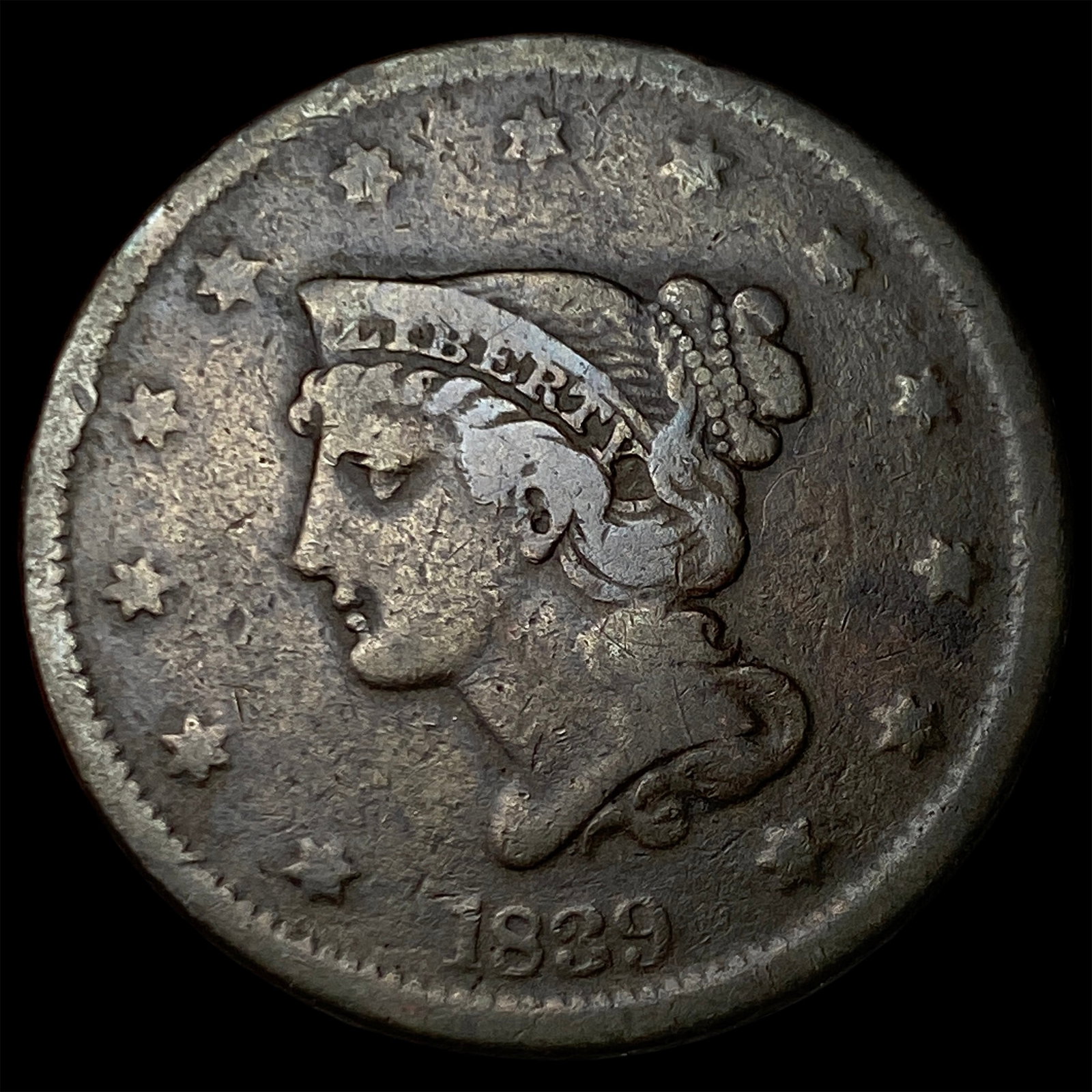 1839 Coronet Head Large Cent LIGHTLY CIRCULATED (1 of 2)