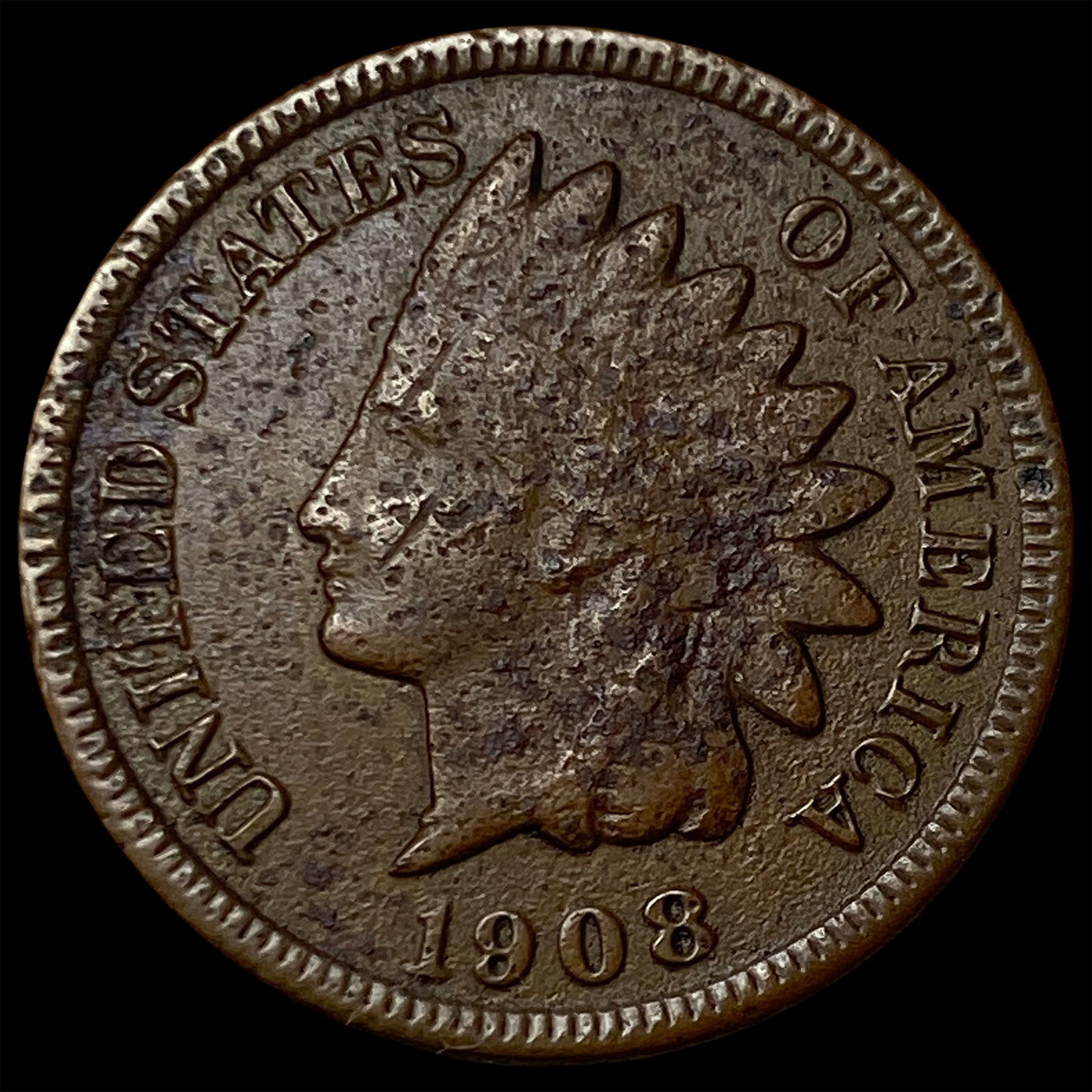 1908-S Indian Head Cent CLOSELY UNCIRCULATED (1 of 2)