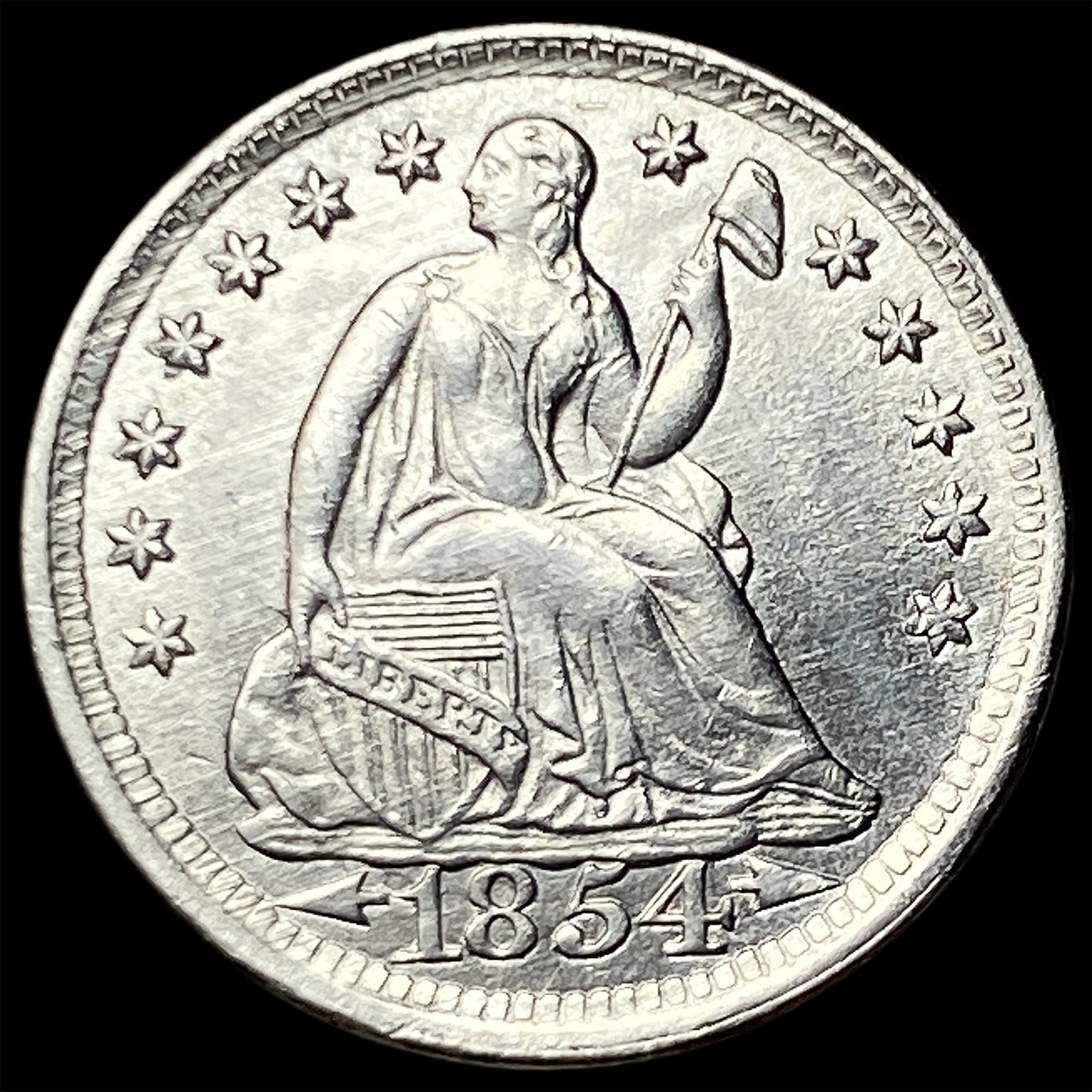 1854 Arrows Seated Liberty Half Dime CHOICE BU (1 of 2)