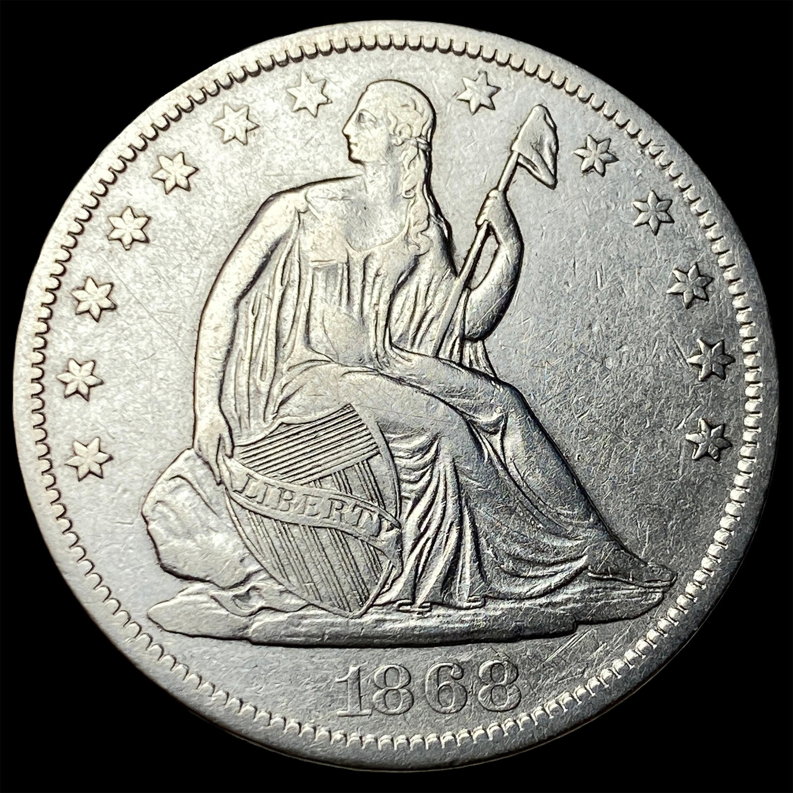 1868-S Silver Half Dollar CLOSELY UNCIRCULATED: 1868-S Silver Half Dollar CLOSELY UNCIRCULATED