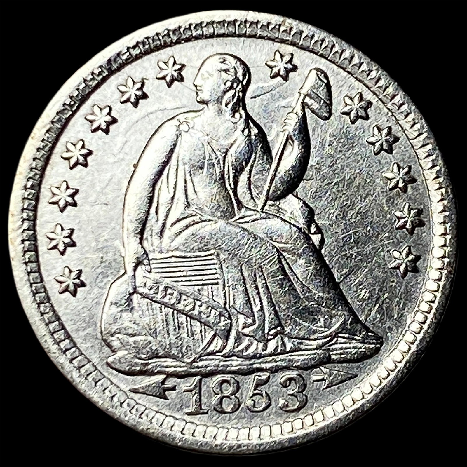 1853 Arrows Seated Liberty Half Dime UNCIRCULATED (1 of 2)