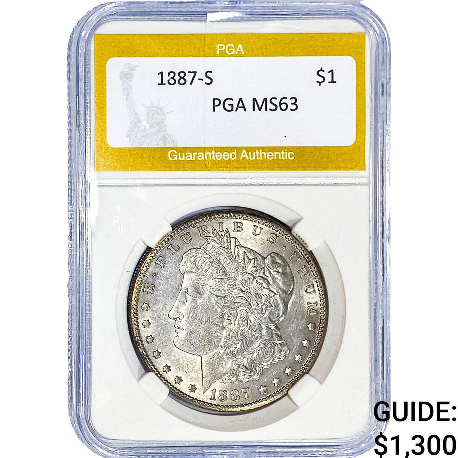 1887-S Morgan Silver Dollar PGA MS63: 1887-S Morgan Silver Dollar PGA MS63