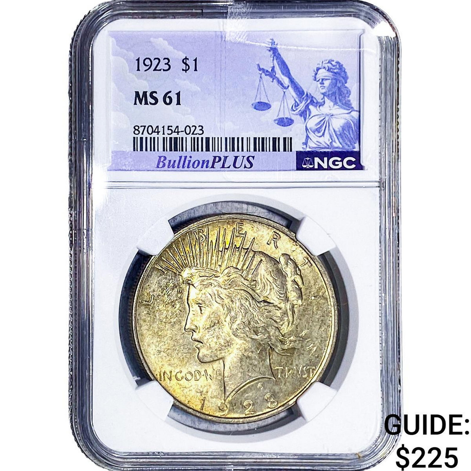 1923 Silver Peace Dollar NGC MS61: 1923 Silver Peace Dollar NGC MS61