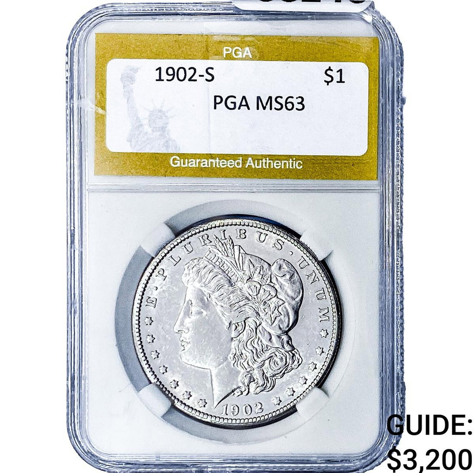 1902-S Morgan Silver Dollar PGA MS63: 1902-S Morgan Silver Dollar PGA MS63