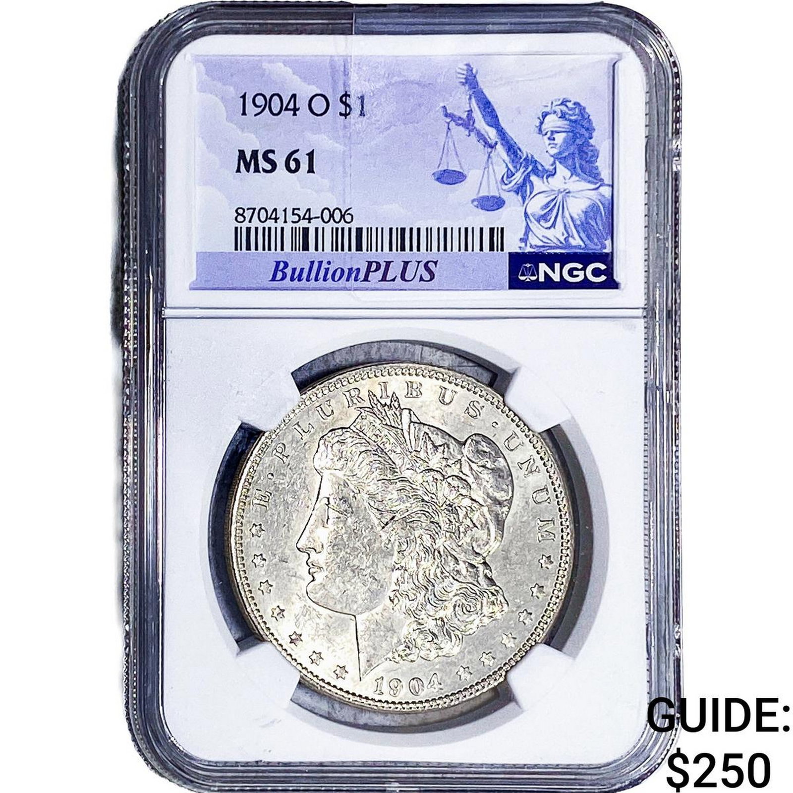 1904-O Morgan Silver Dollar NGC MS61: 1904-O Morgan Silver Dollar NGC MS61