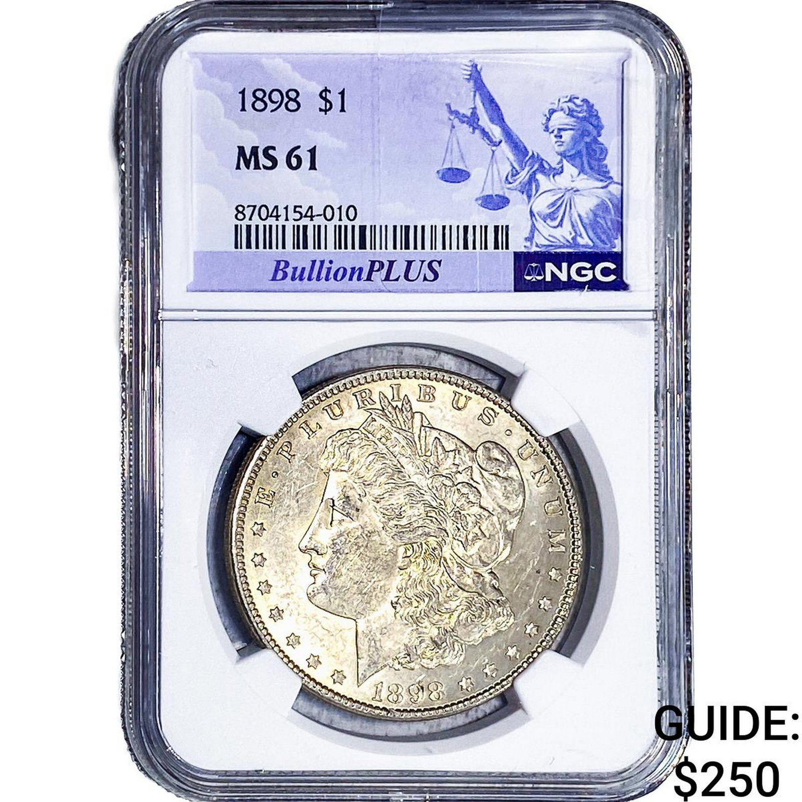 1898 Morgan Silver Dollar NGC MS61: 1898 Morgan Silver Dollar NGC MS61