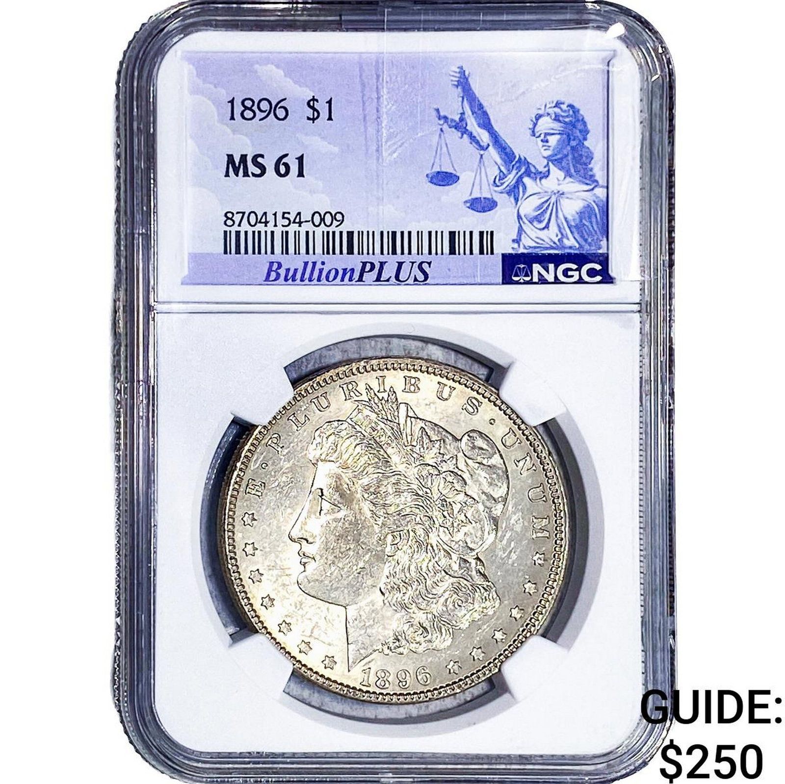1896 Morgan Silver Dollar NGC MS61: 1896 Morgan Silver Dollar NGC MS61
