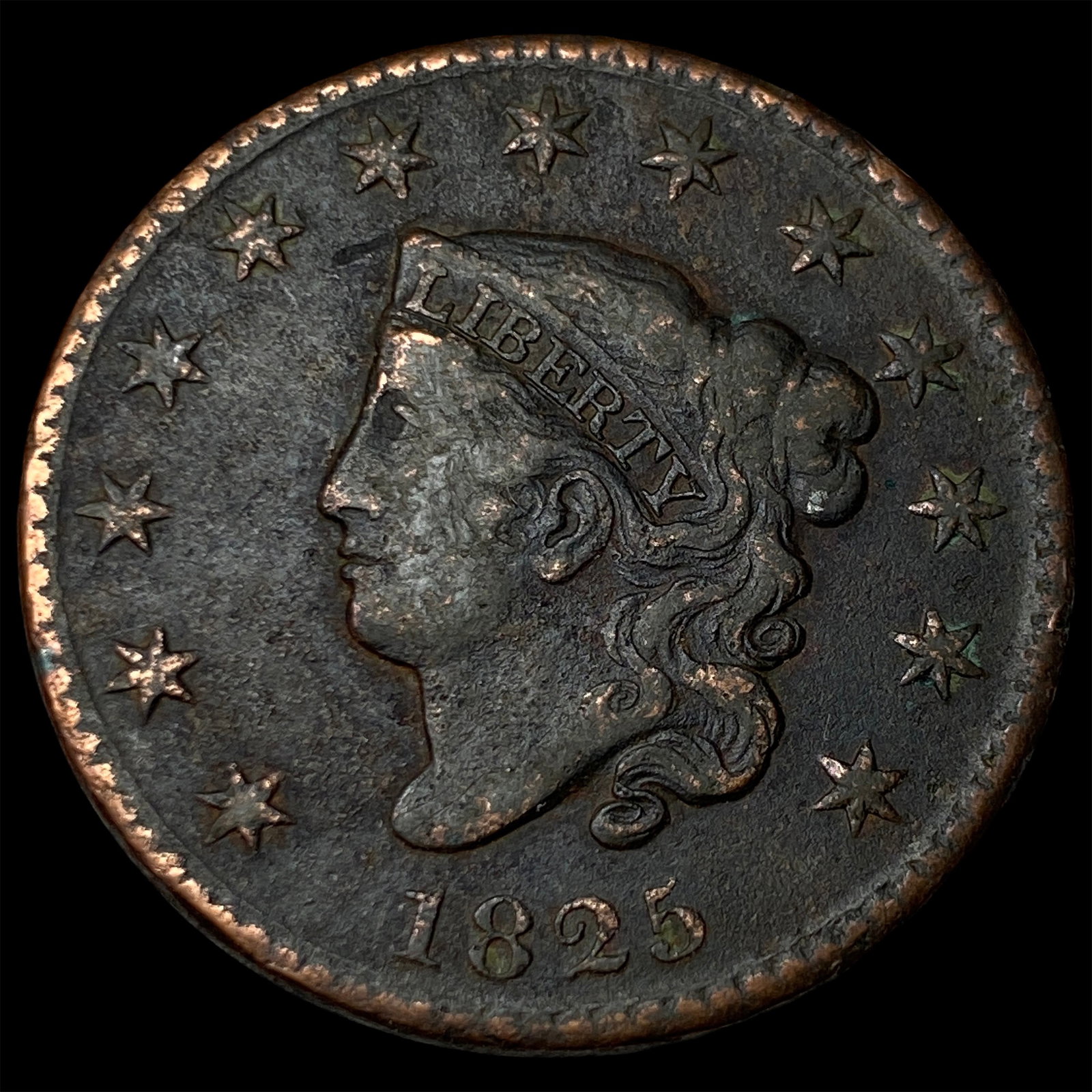 1825 Coronet Head Large Cent NEARLY UNCIRCULATED: 1825 Coronet Head Large Cent NEARLY UNCIRCULATED