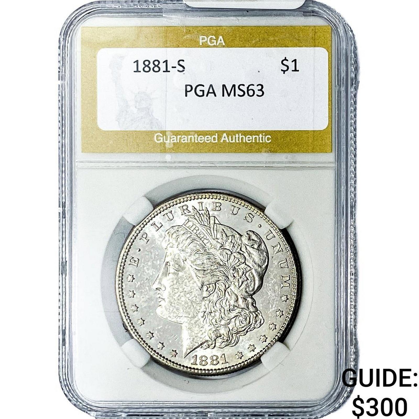 1881-S Morgan Silver Dollar PGA MS63: 1881-S Morgan Silver Dollar PGA MS63