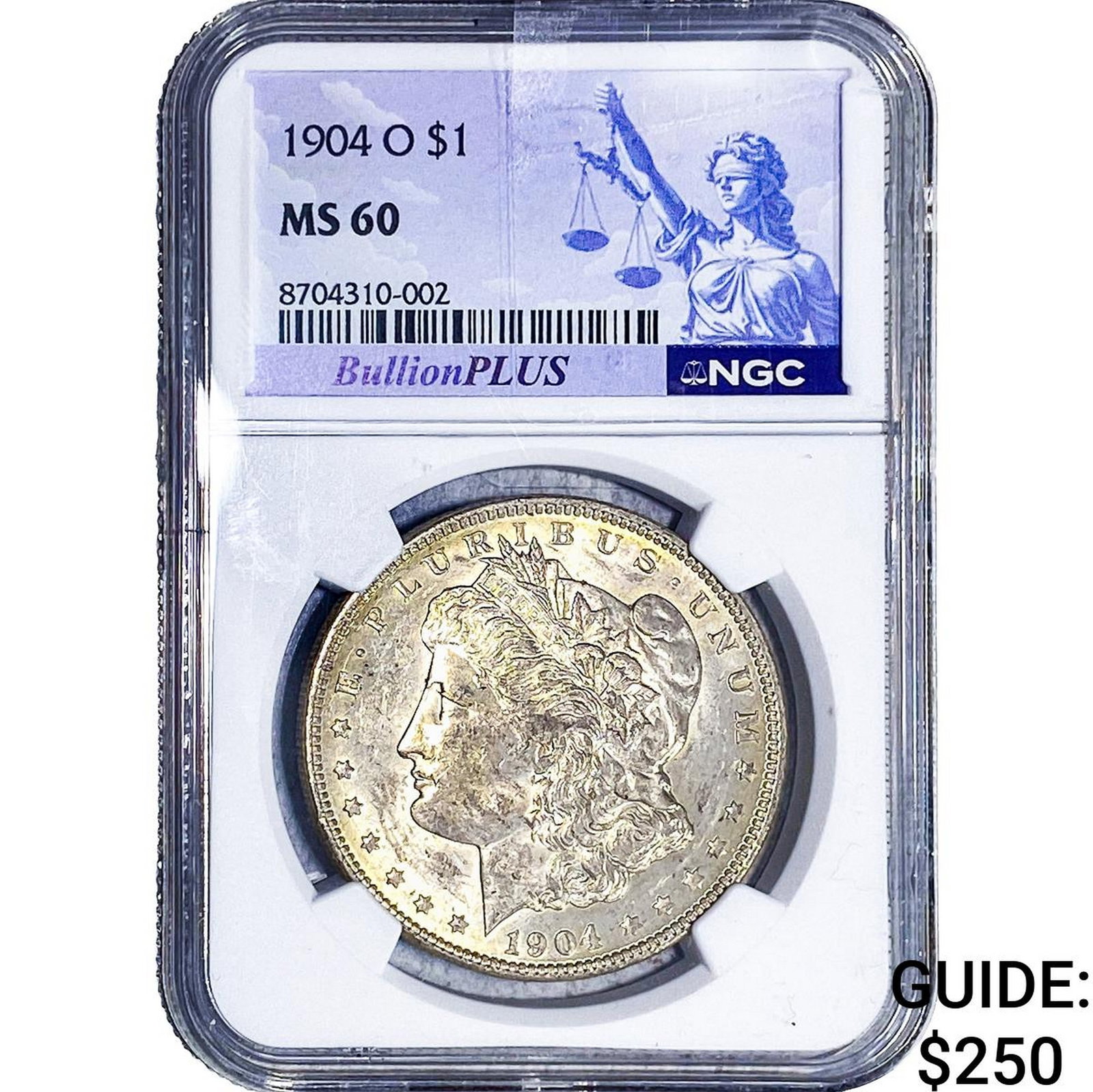 1904-O Morgan Silver Dollar NGC MS60: 1904-O Morgan Silver Dollar NGC MS60