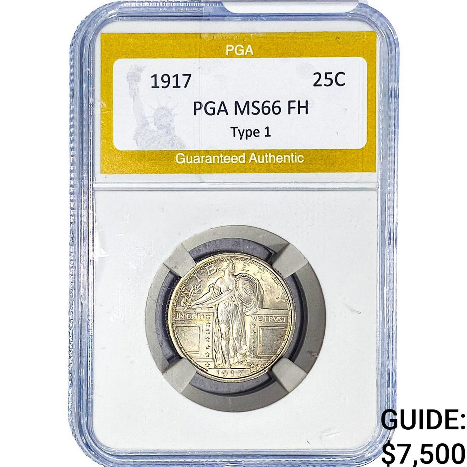1917 Standing Liberty Quarter PGA MS66 FH Type 1: 1917 Standing Liberty Quarter PGA MS66 FH Type 1