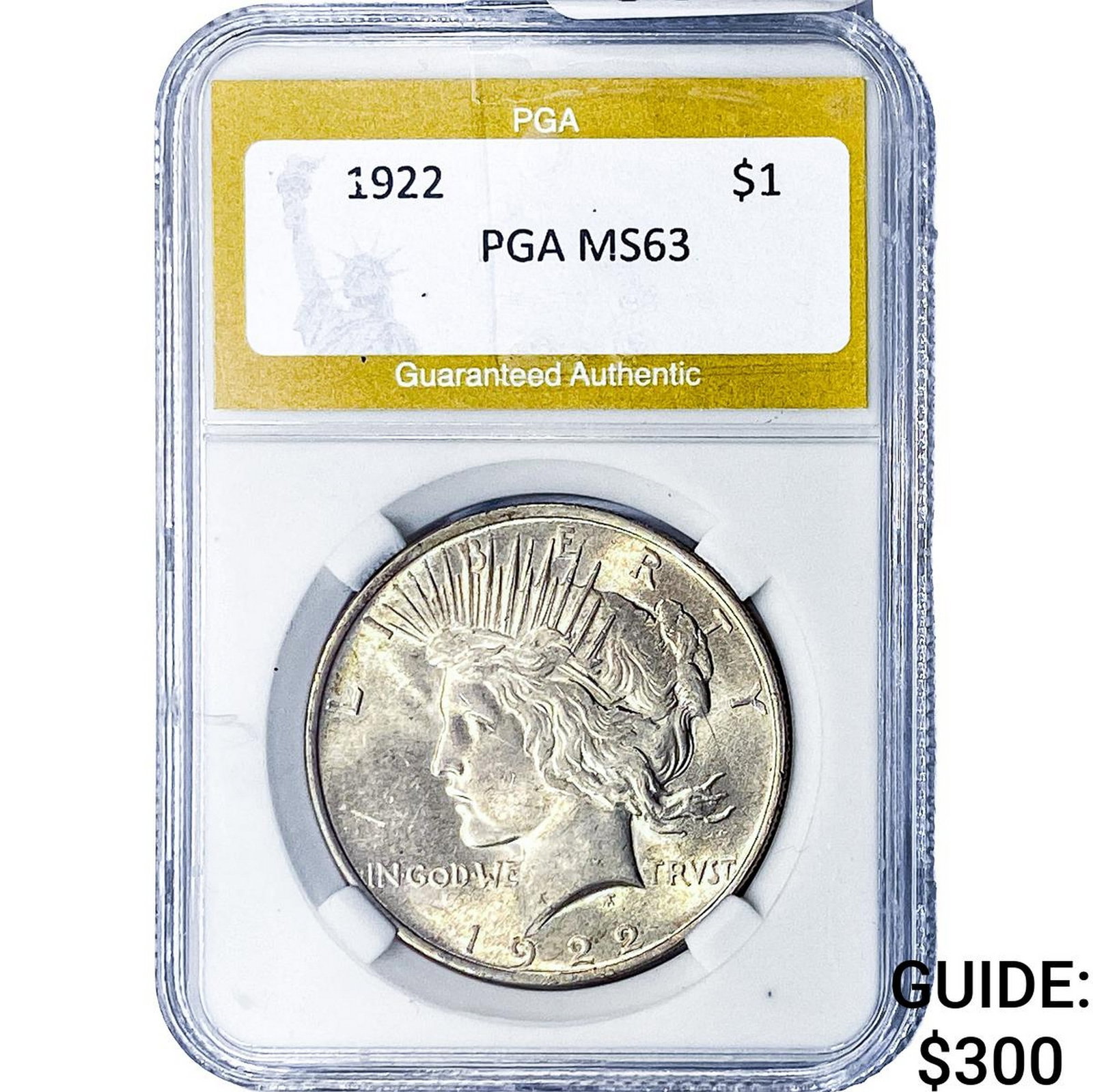 1922 Silver Peace Dollar PGA MS63: 1922 Silver Peace Dollar PGA MS63