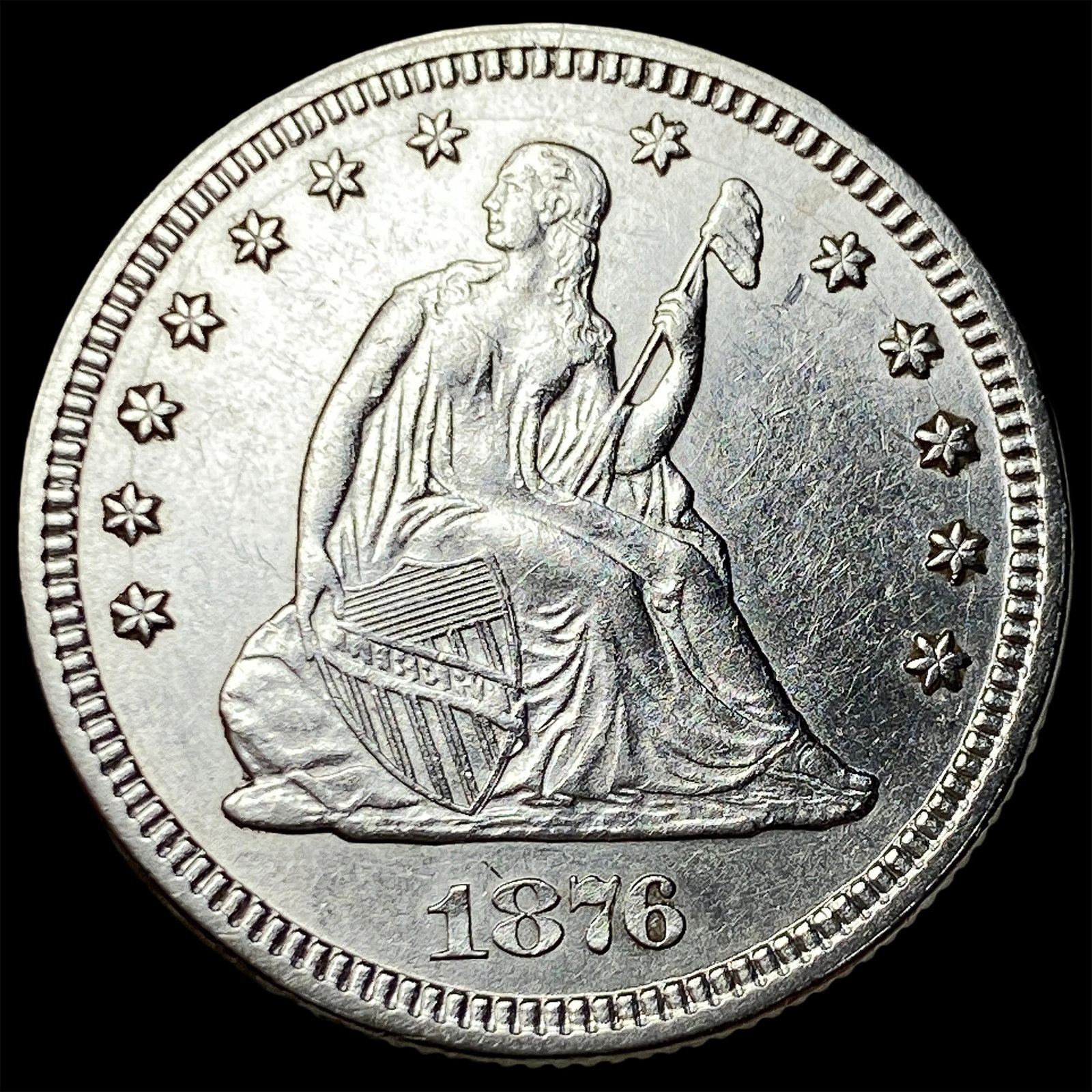 1876 Silver Seated Liberty Quarter CHOICE BU: 1876 Silver Seated Liberty Quarter CHOICE BU