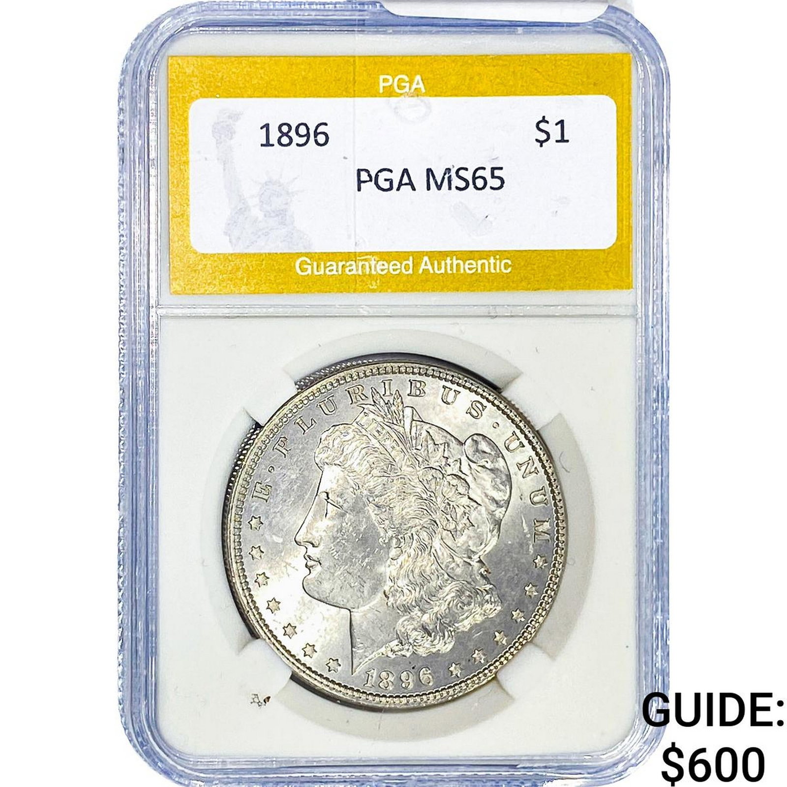 1896 Morgan Silver Dollar PGA MS65: 1896 Morgan Silver Dollar PGA MS65