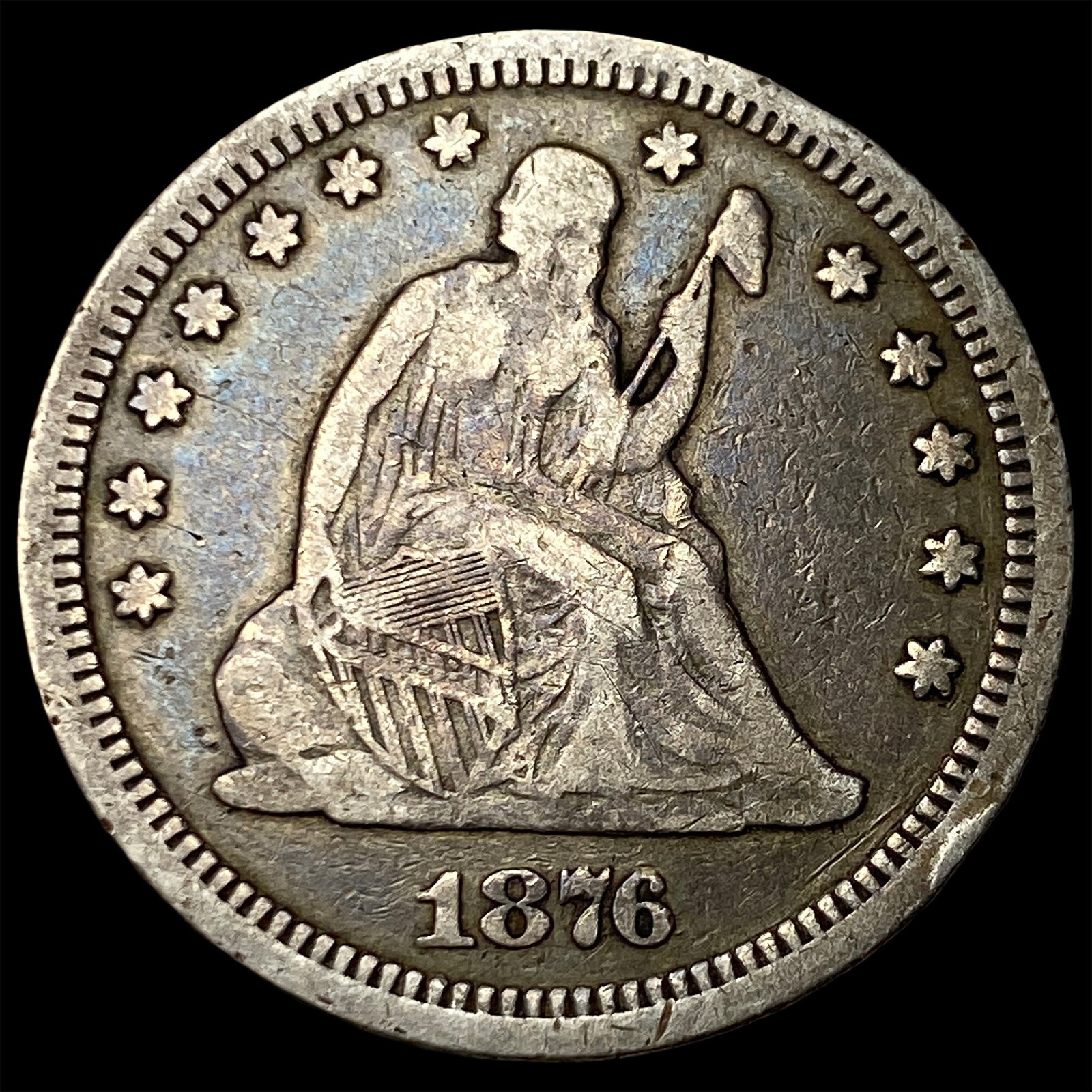 1876-CC Silver Quarter Dollar NEARLY UNCIRCULATED: 1876-CC Silver Quarter Dollar NEARLY UNCIRCULATED