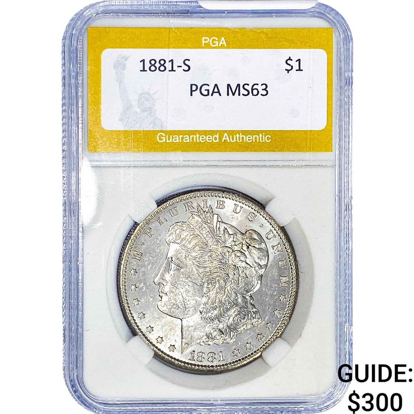 1881-S Morgan Silver Dollar PGA MS63: 1881-S Morgan Silver Dollar PGA MS63