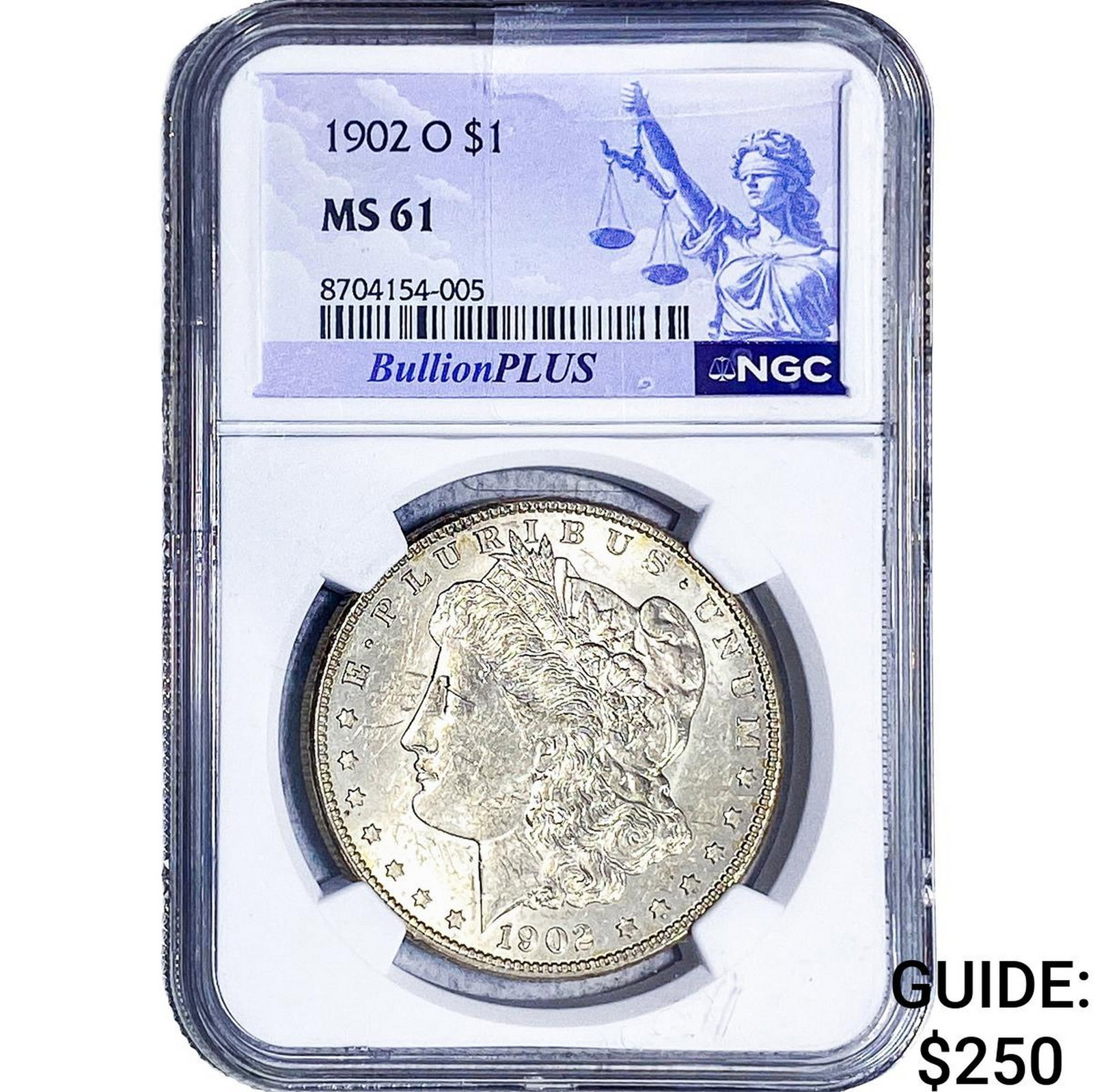1902-O Morgan Silver Dollar NGC MS61: 1902-O Morgan Silver Dollar NGC MS61