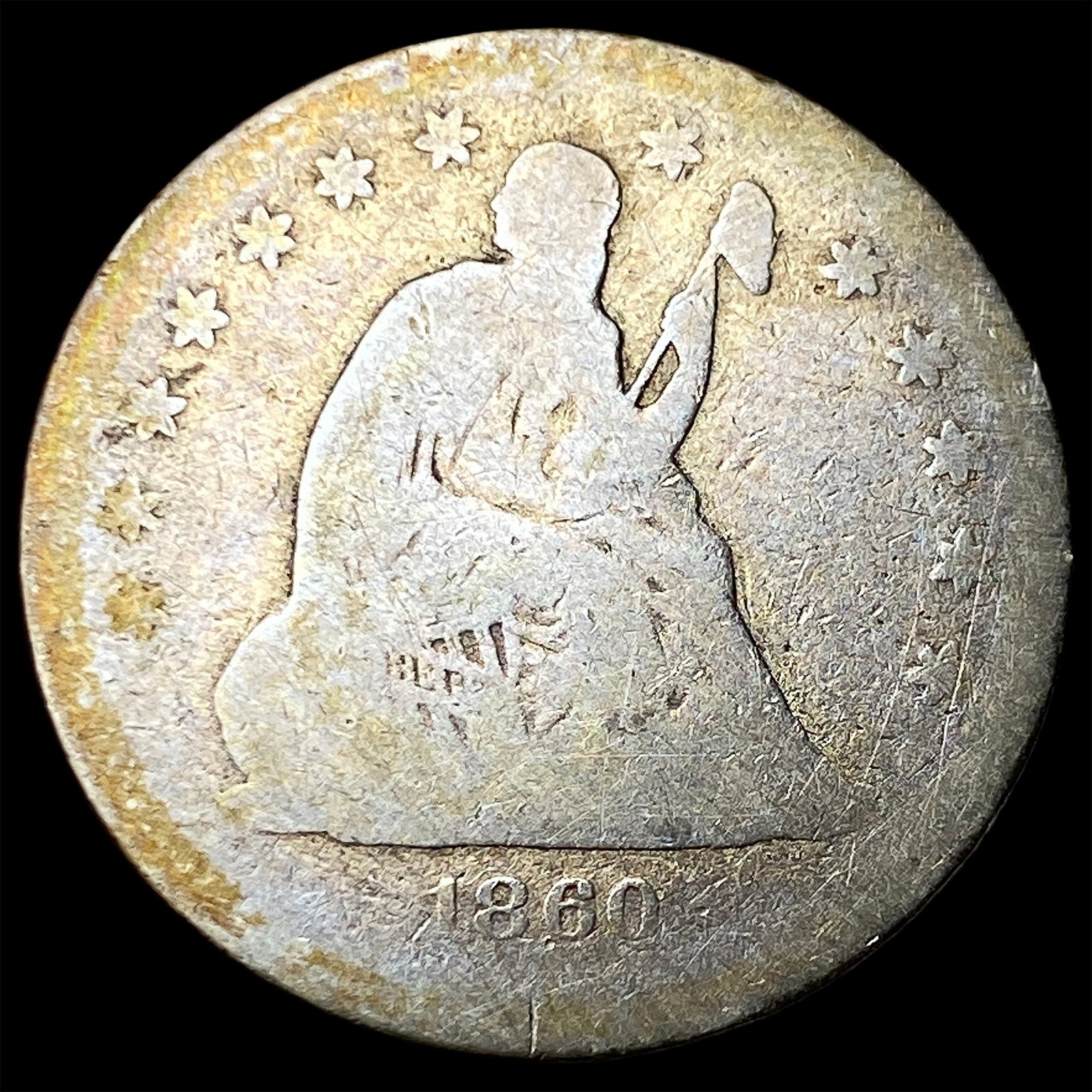 1860-O Silver Seated Liberty Quarter NICELY CIRCULATED: 1860-O Silver Seated Liberty Quarter NICELY CIRCULATED
