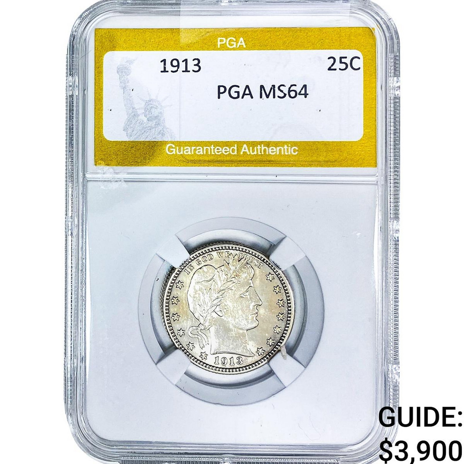 1913 Barber Quarter PGA MS64: 1913 Barber Quarter PGA MS64
