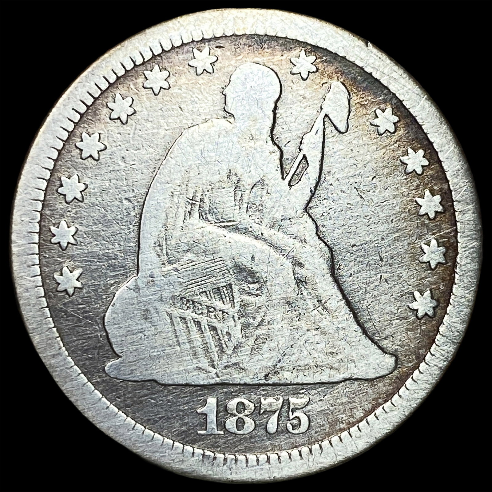 1875 Silver Seated Liberty Quarter LIGHTLY CIRCULATED: 1875 Silver Seated Liberty Quarter LIGHTLY CIRCULATED