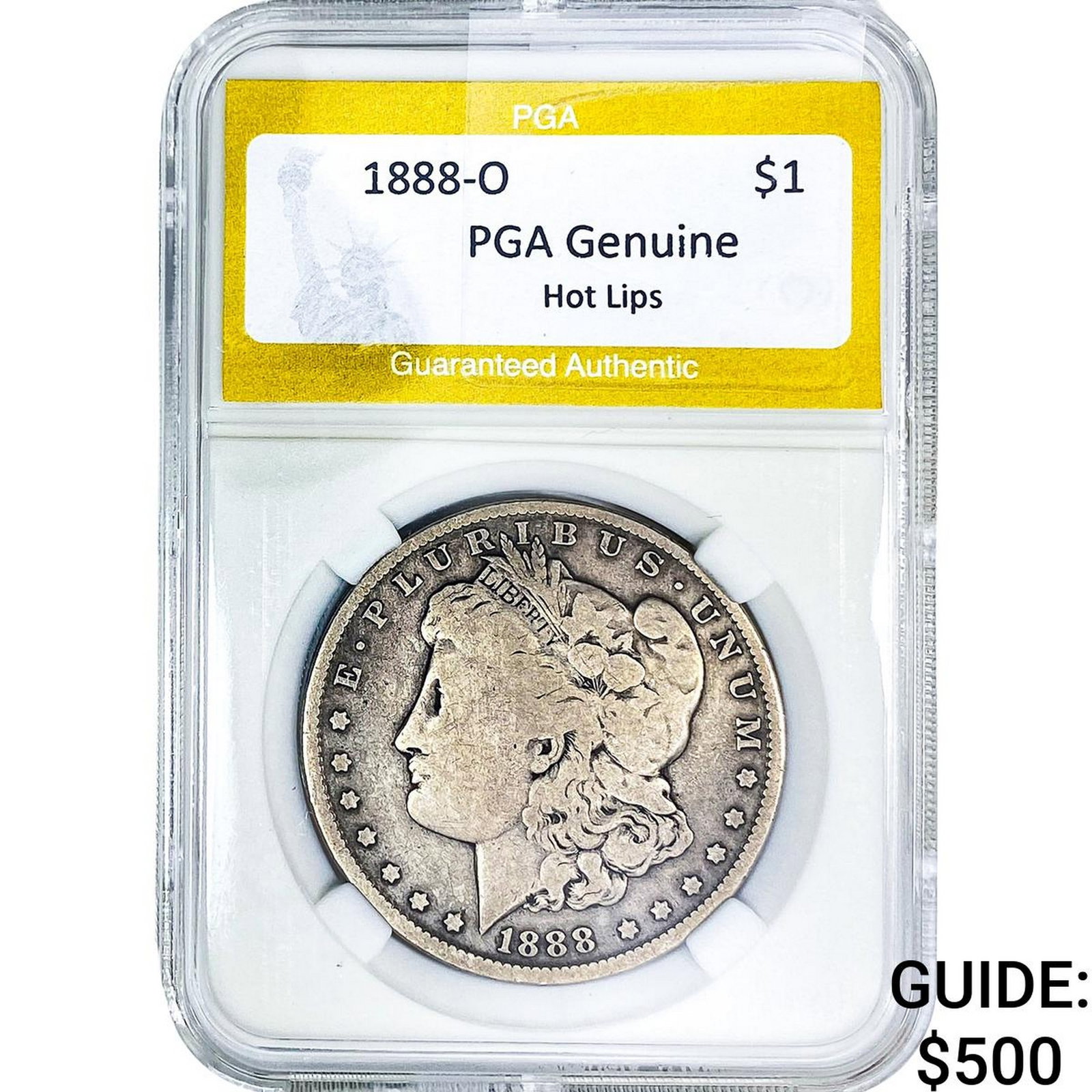 1888-O Morgan Silver Dollar PGA G Hot Lips: 1888-O Morgan Silver Dollar PGA G Hot Lips