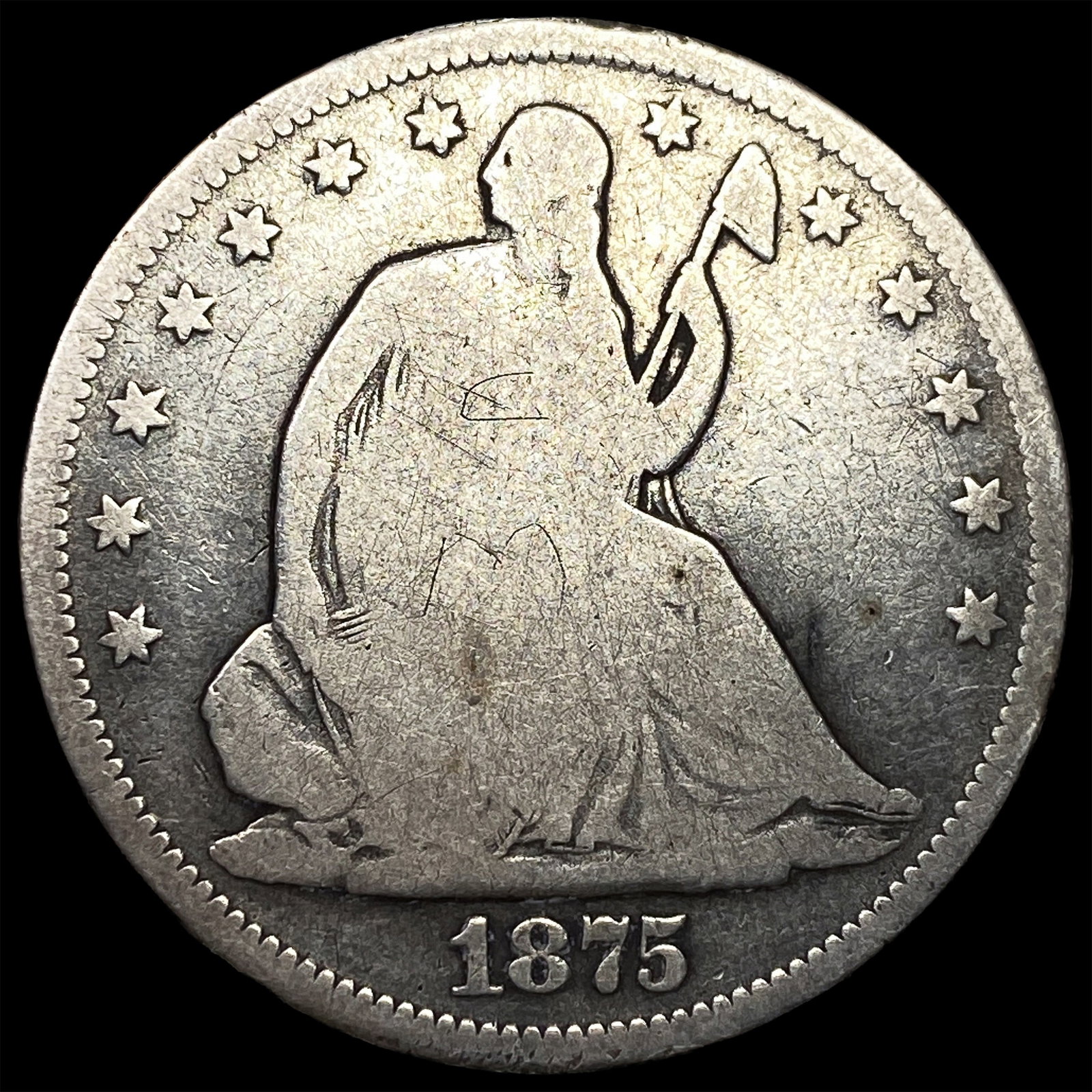 1875-S Silver Seated Liberty Half Dollar NICELY CIRCULATED: 1875-S Silver Seated Liberty Half Dollar NICELY CIRCULATED