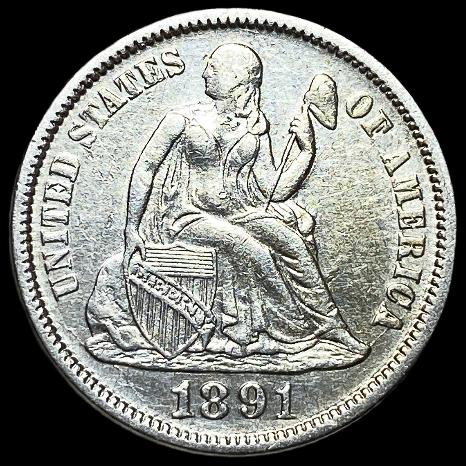 1891 Silver Seated Liberty Dime UNCIRCULATED: 1891 Silver Seated Liberty Dime UNCIRCULATED
