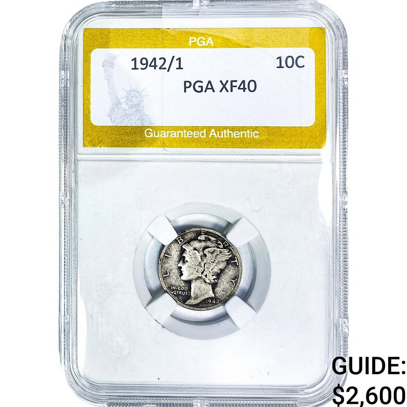 1942/1 Mercury Silver Dime PGA XF40: 1942/1 Mercury Silver Dime PGA XF40