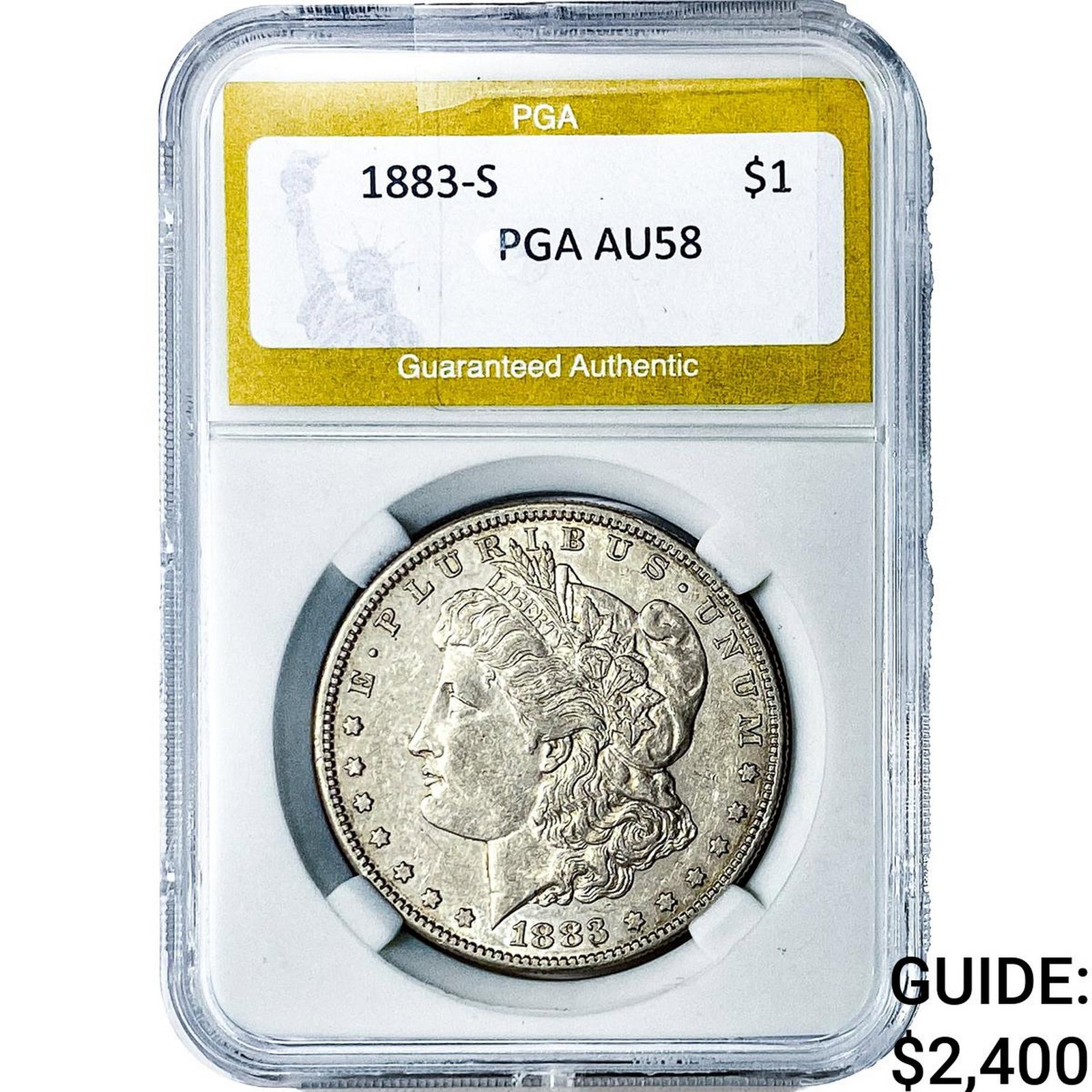 1883-S Morgan Silver Dollar PGA AU58: 1883-S Morgan Silver Dollar PGA AU58