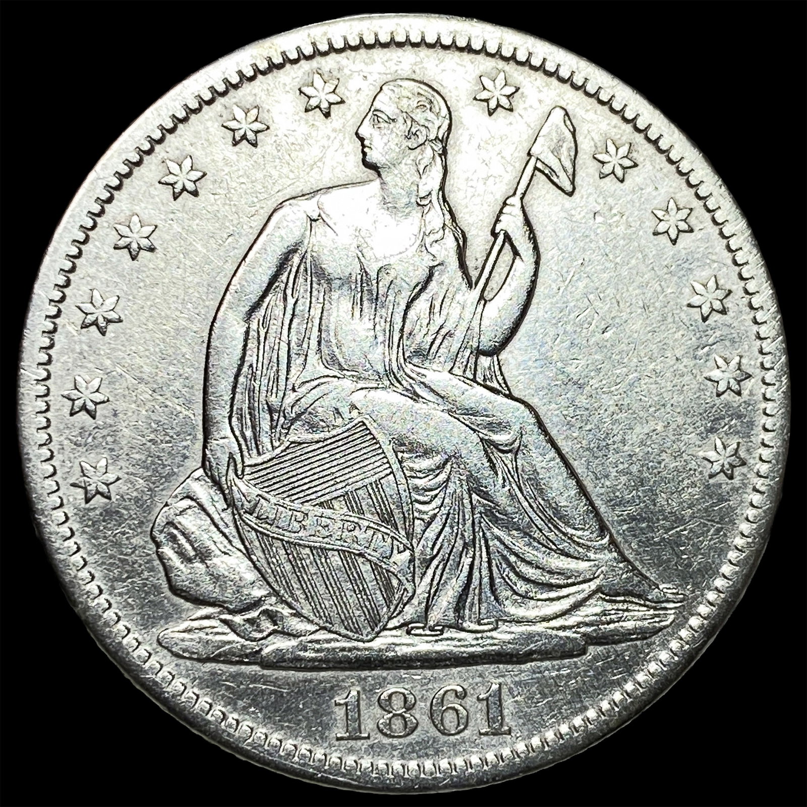 1861-S Silver Seated Liberty Half Dollar UNCIRCULATED: 1861-S Silver Seated Liberty Half Dollar UNCIRCULATED