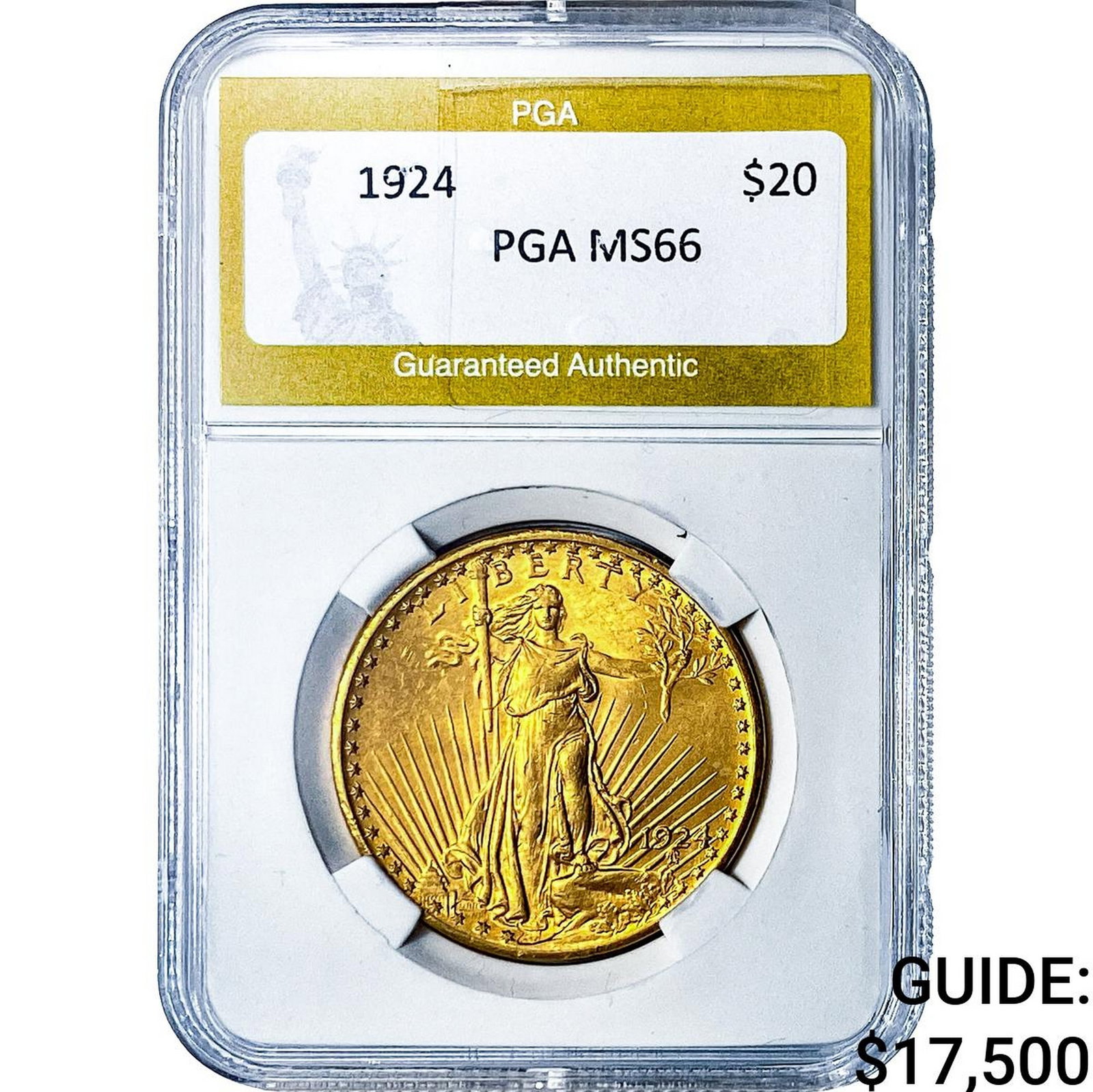 1924 $20 Gold Double Eagle PGA MS66: 1924 $20 Gold Double Eagle PGA MS66