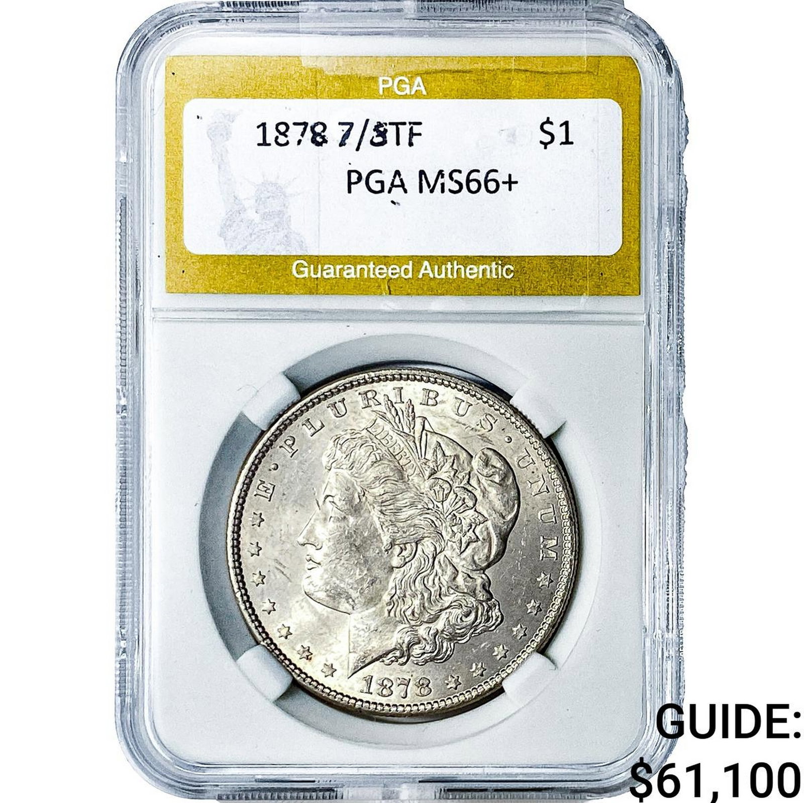 1879 7/8TF Morgan Silver Dollar PGA MS66+: 1879 7/8TF Morgan Silver Dollar PGA MS66+